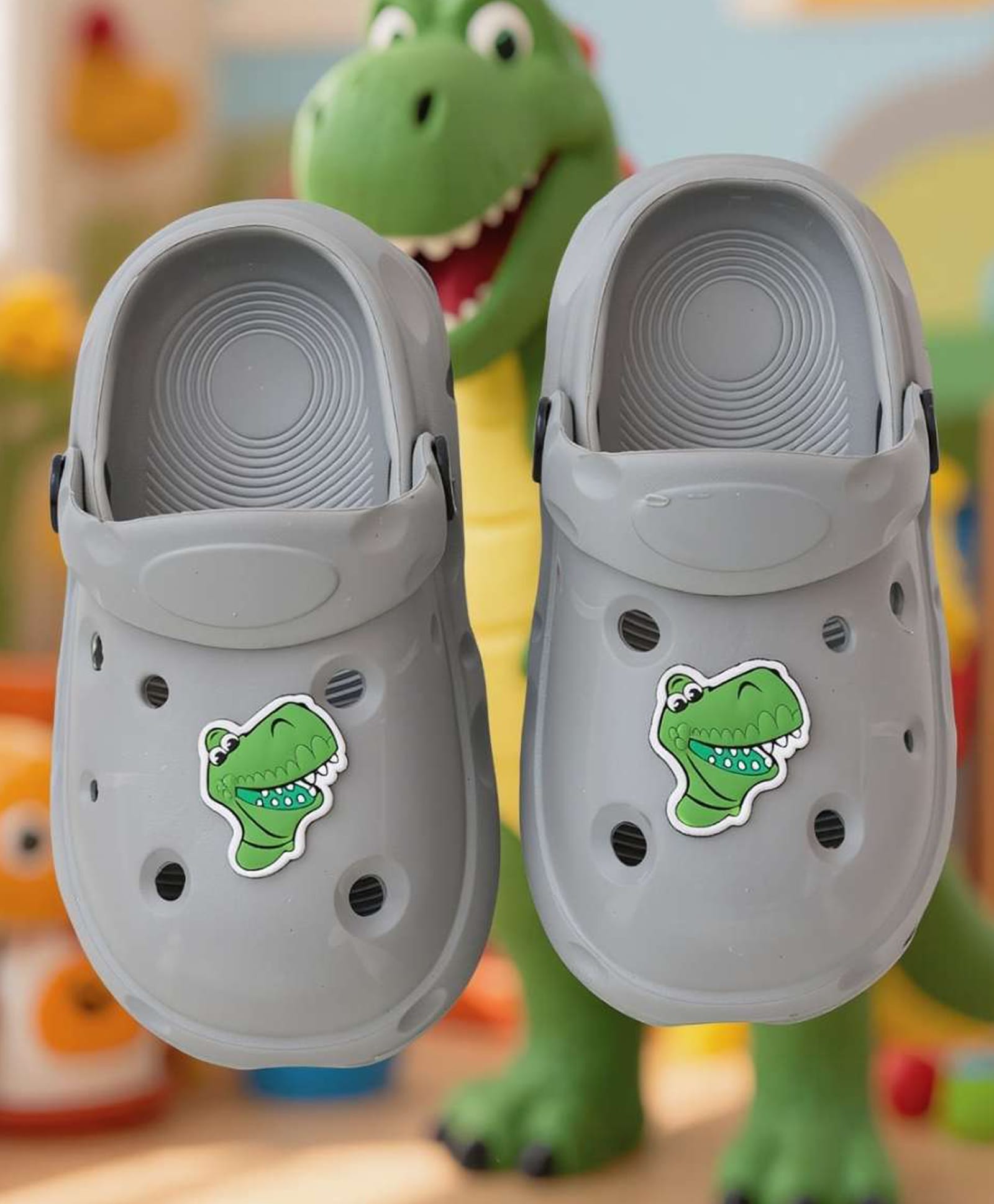 Yellow Bee Disney Pixar Toy Story Featuring Rex Applique Detailed Perforated Slingback Clogs - Grey-picture-10