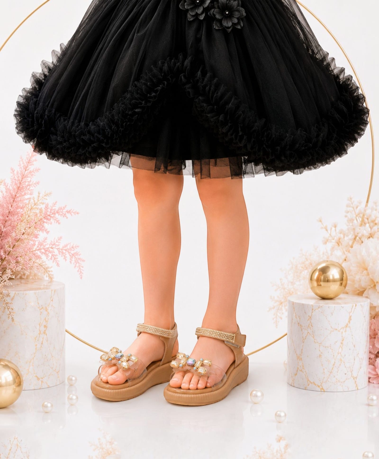 Freeplay Stone Embellished Velcro Closure Heel Sandals - Black-picture-34