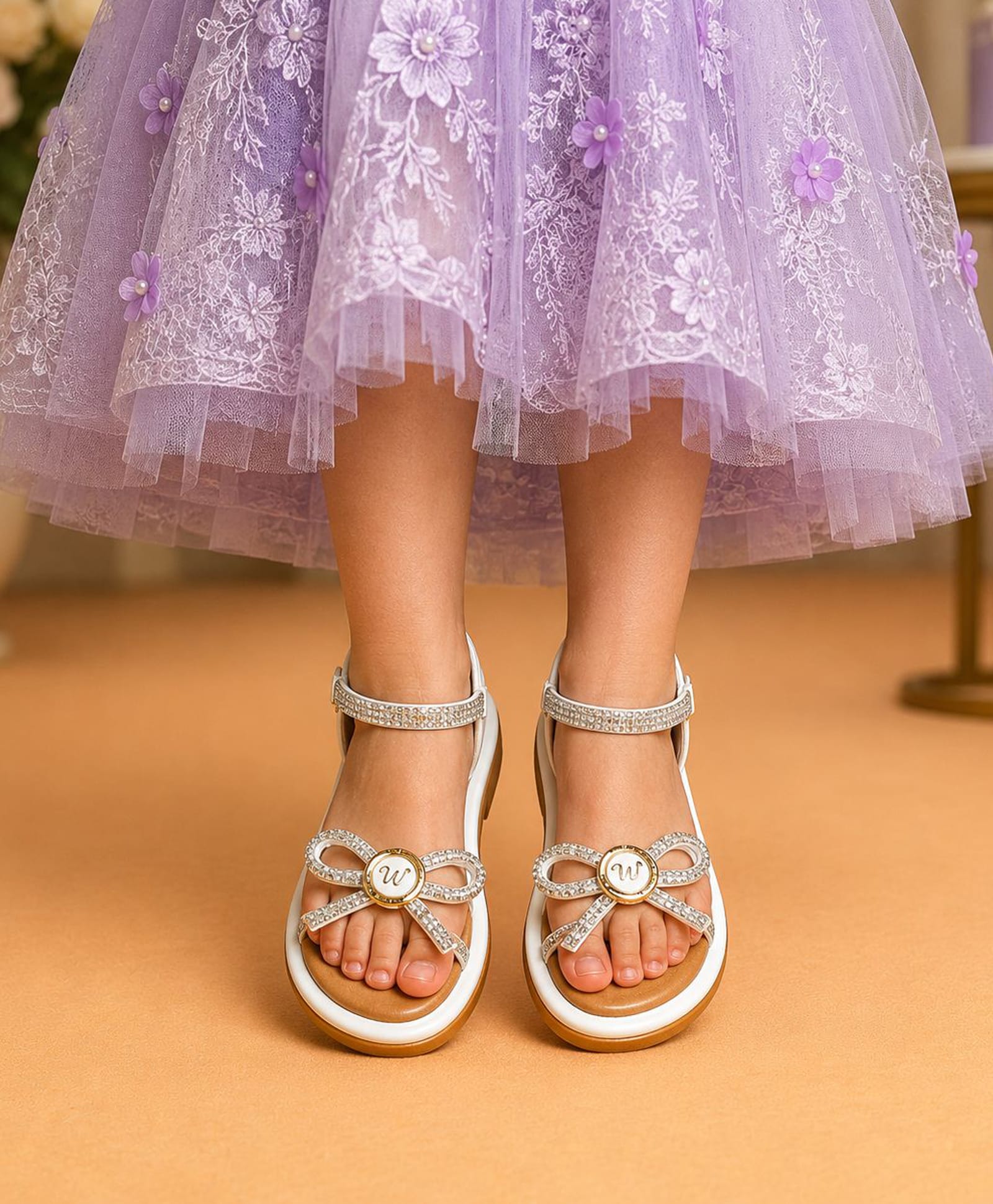 Freeplay Stones Embellished Bow Applique Detailed Velcro Closure Sandals - White-picture-36