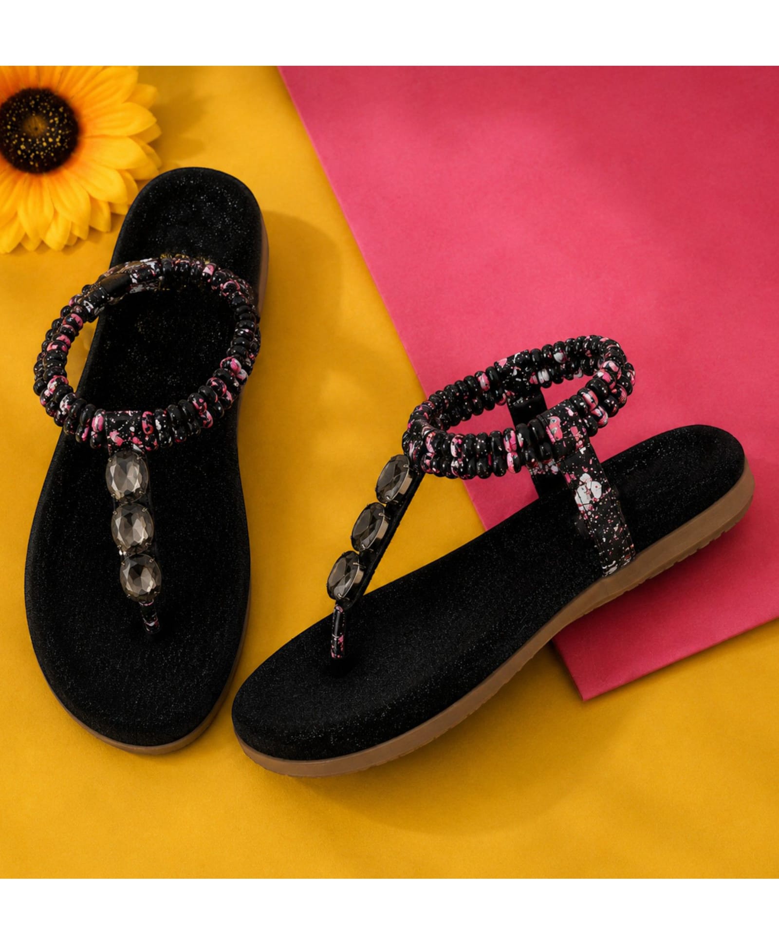 Freeplay Stone Embellished Sandals - Black-picture-16