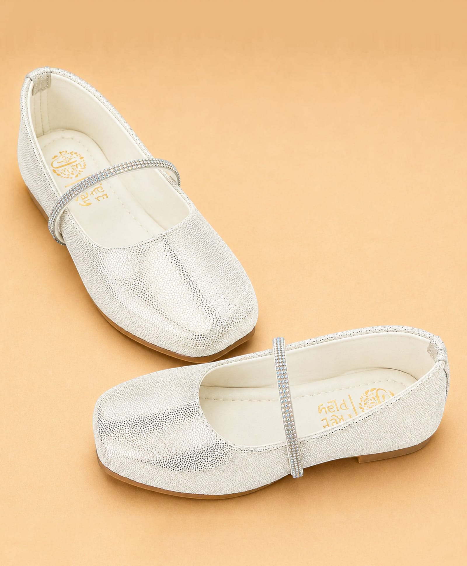 Freeplay Stones Embellished Shimmer Detailed Mary Jane Ballerinas - Black-image-36
