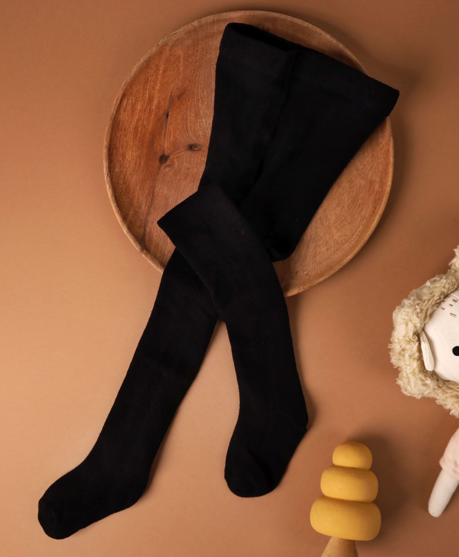 Kicks & Crawl Cotton Knit Solid Stockings - Black-image-17