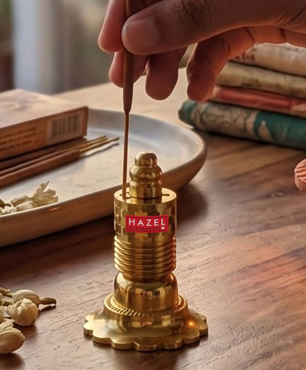 HAZEL Brass Agarbatti Stand Big Size | Incense Stick Holder for Home Temple, Pooja Room & Office-picture-12
