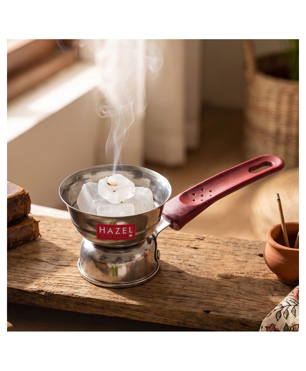 HAZEL Stainless Steel Dhoop Dani | Incense Holder with Handle | Pooja Dhoop Burner for Home Mandir Temple Aarti-picture-34