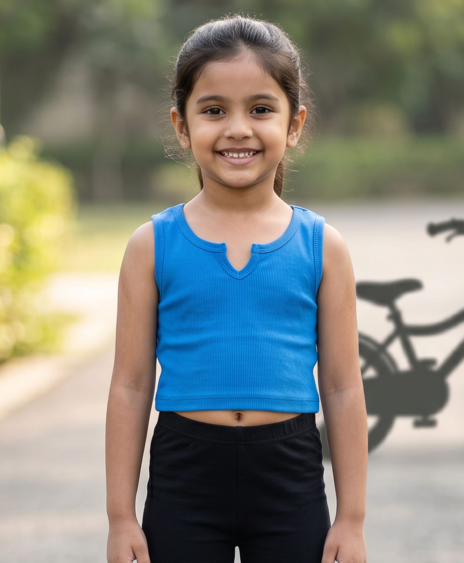 Kiddopanti Cotton Spandex Knit Sleeveless Solid Tank Top - Blue-image-44