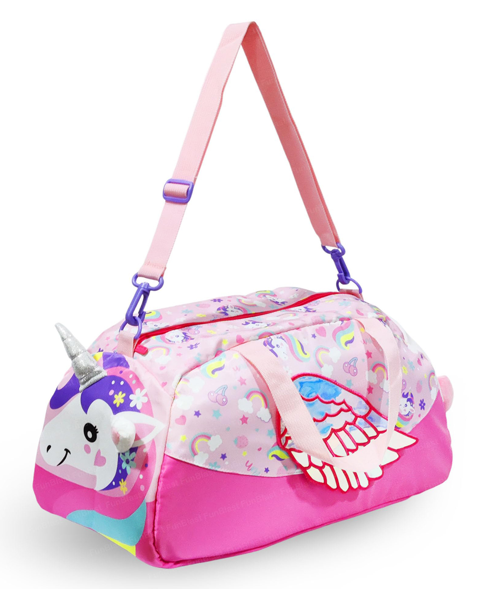 FunBlast Unicorn Theme Duffle Shoulder Bag with Multi Compartment for Travel & Gym - Pack of 1 (Pink)-picture-23