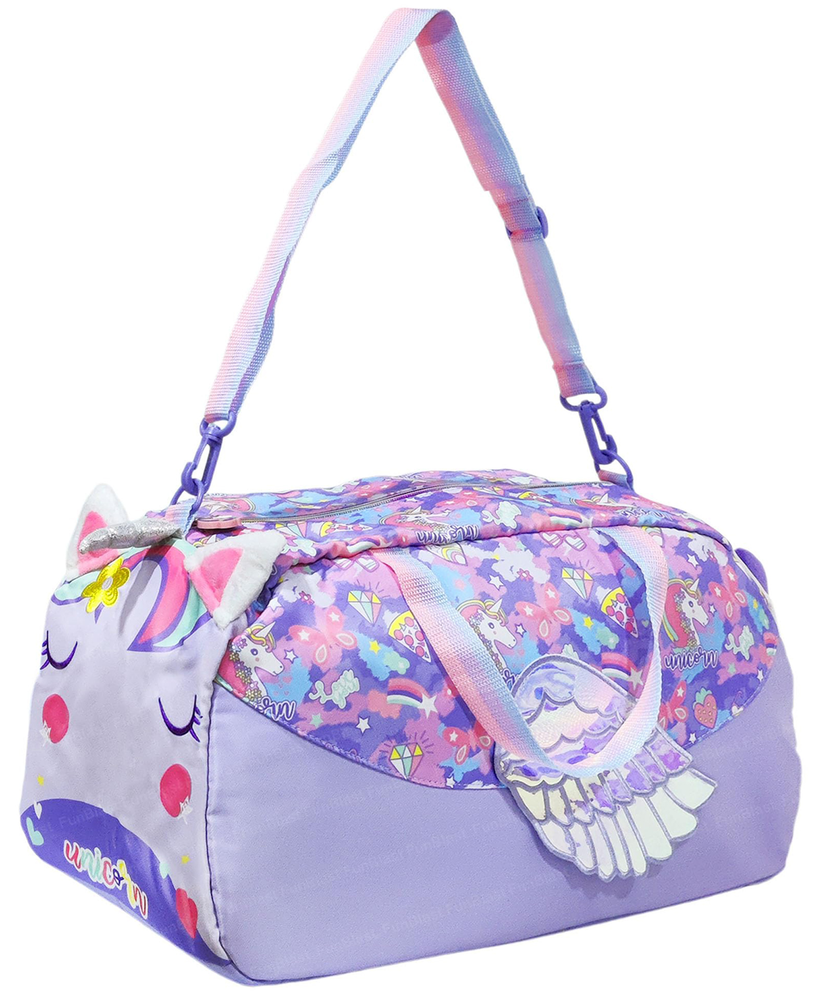 FunBlast Unicorn Theme Duffle Shoulder Bag with Multi Compartment for Travel & Gym - Pack of 1 (Purple)-picture-24