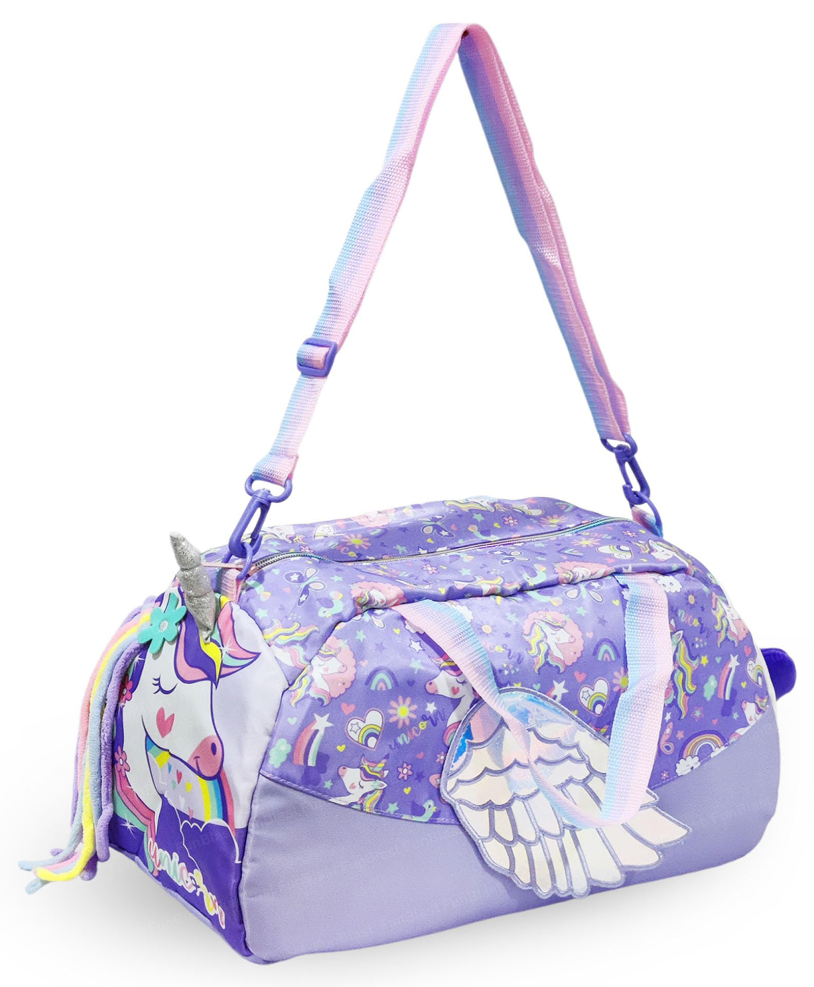 FunBlast Unicorn Theme Duffle Shoulder Bag with Multi Compartment for Travel & Gym - Pack of 1 (Purple)-picture-18