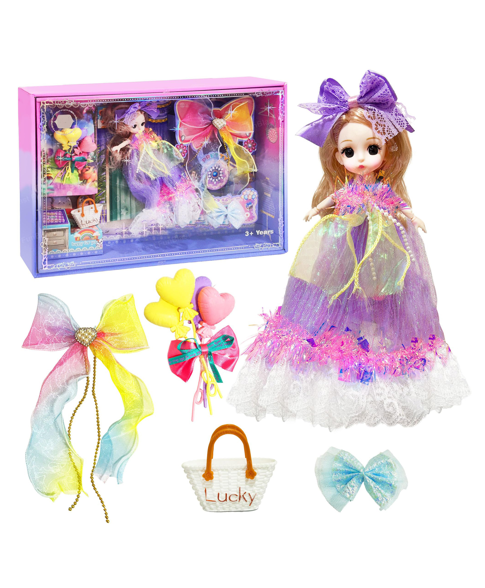 FunBlast Cute Doll Set with Makeup Accessories for Girls - Pack of 1 (Multicolor)-picture-0