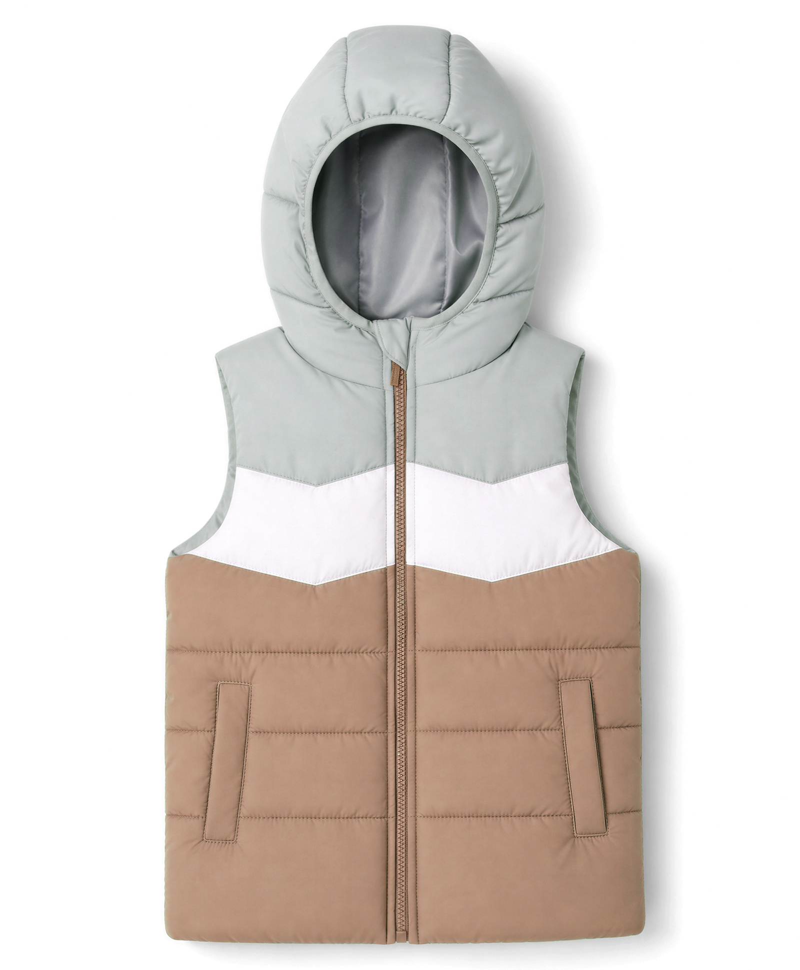 Babyhug Woven Padded Jacket with Sleeveless & Color Block - Green-image-34
