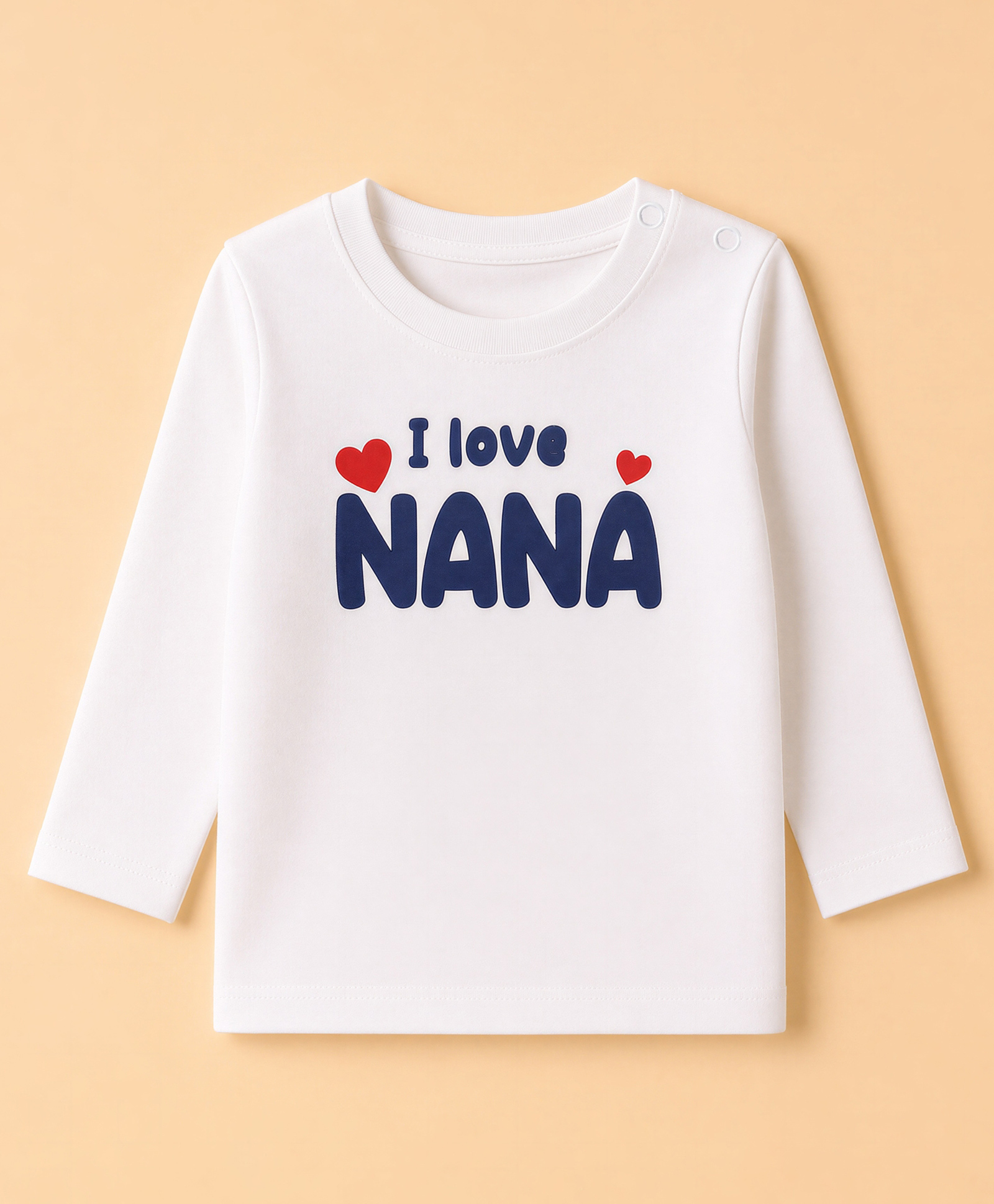 Doodle Poodle 100% Cotton Single Jersey Knit Full Sleeves T-shirts With I Love Nana Text Print - White-image-15