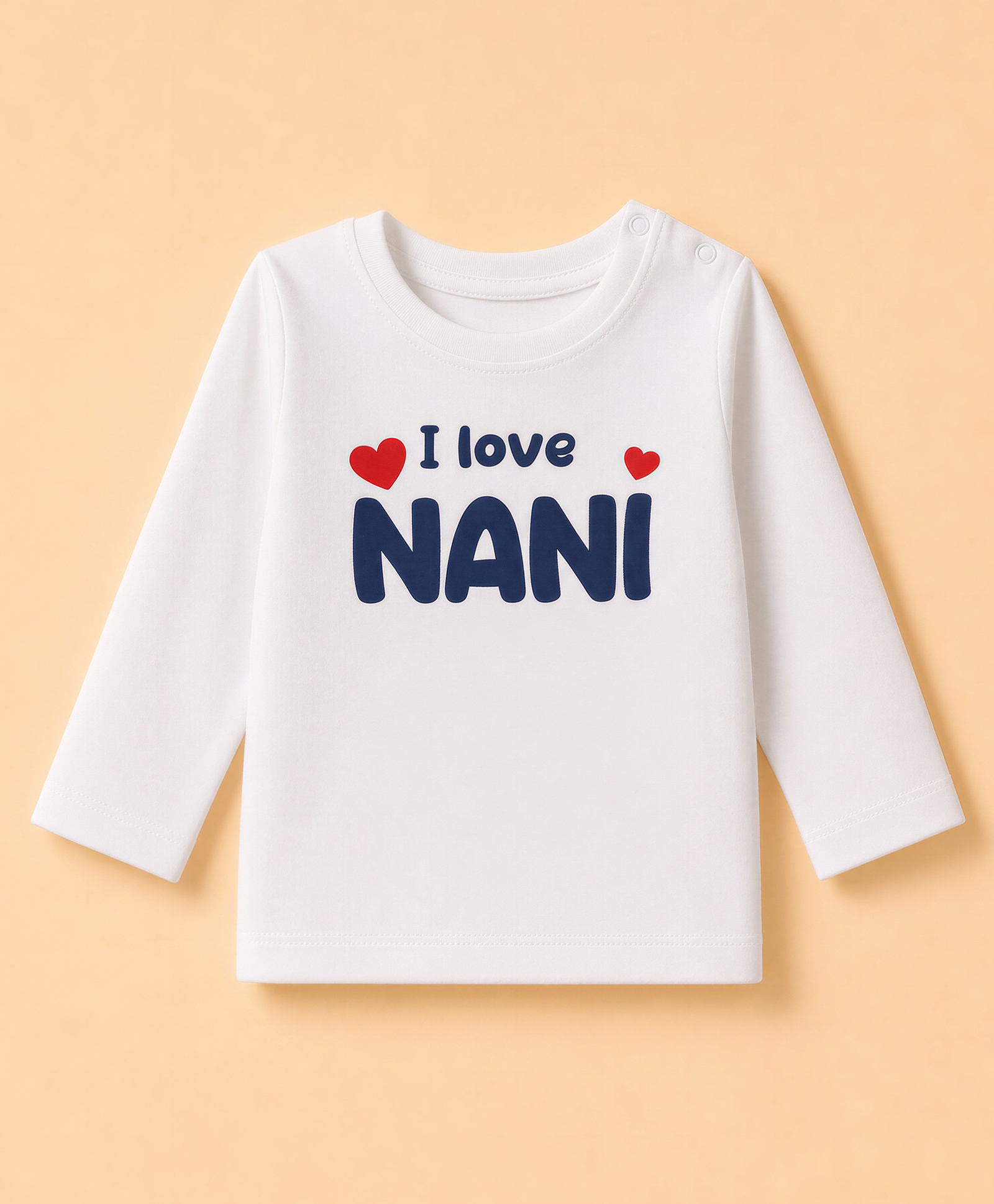 Doodle Poodle 100% Cotton Single Jersey Knit Full Sleeves T-shirts With I Love Nani Text Print - White-picture-11