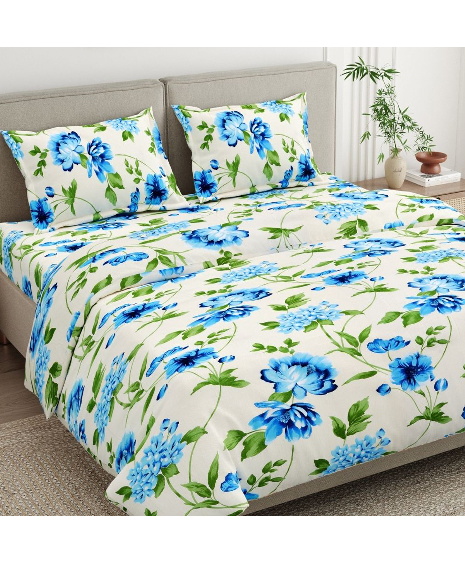 Haus & Kinder Cotton Double Flat Bedsheet Set, designed to provide ultimate comfort and style. Crafted from 100% breathable cotton, our bedsheet ensures a cool and comfortable sleep.-image-24