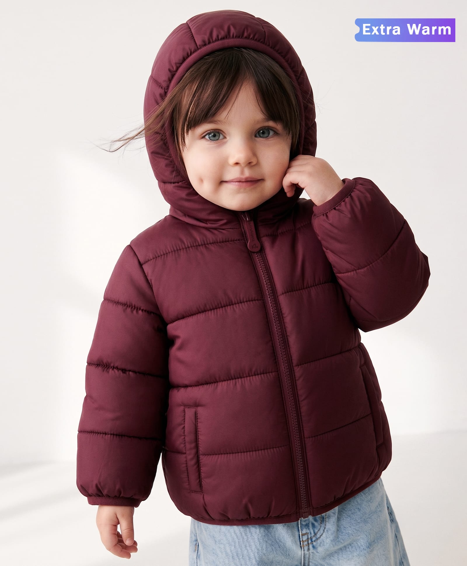 Babyoye Woven Full Sleeves Solid Hooded Sweatjacket - Maroon-picture-21