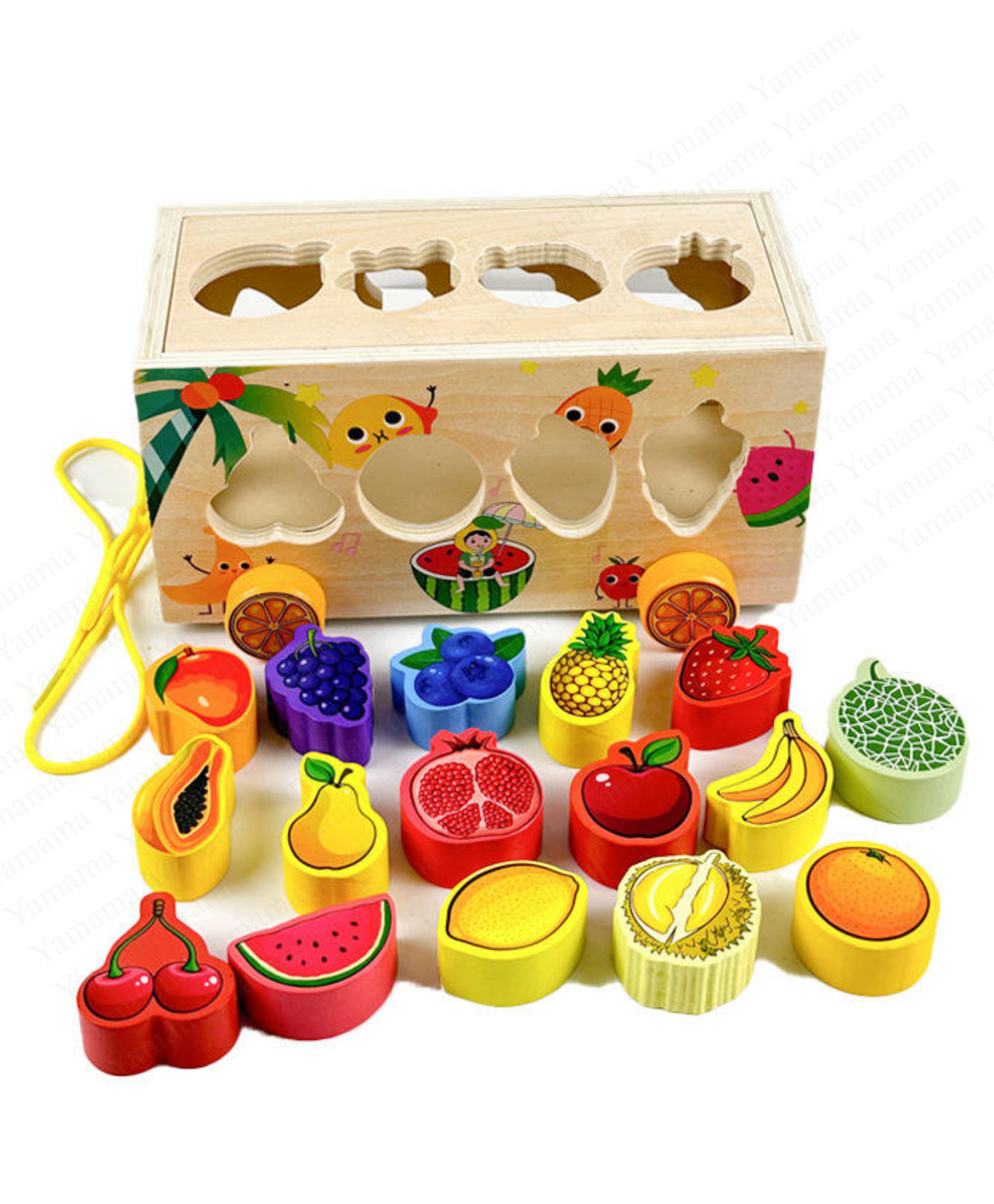 YAMAMA Wooden Fruit Tractor Shape Toys for Kids, Interactive Early Learning Educational Kids Toys, Montessori Busy Board Sensory Educational Role Play Toys for Kids - Multicolor-image-19