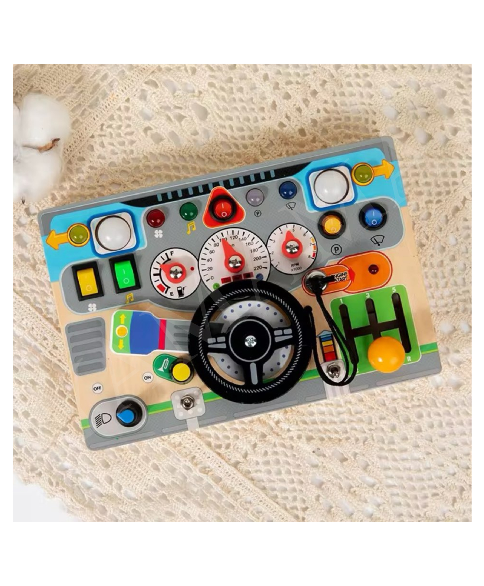 YAMAMA Cockpit Driving Board Toys for Kids, Interactive Early Learning Educational Kids Toys, Montessori Busy Board Sensory Educational Role Play Toys for Kids - Multicolor-image-31