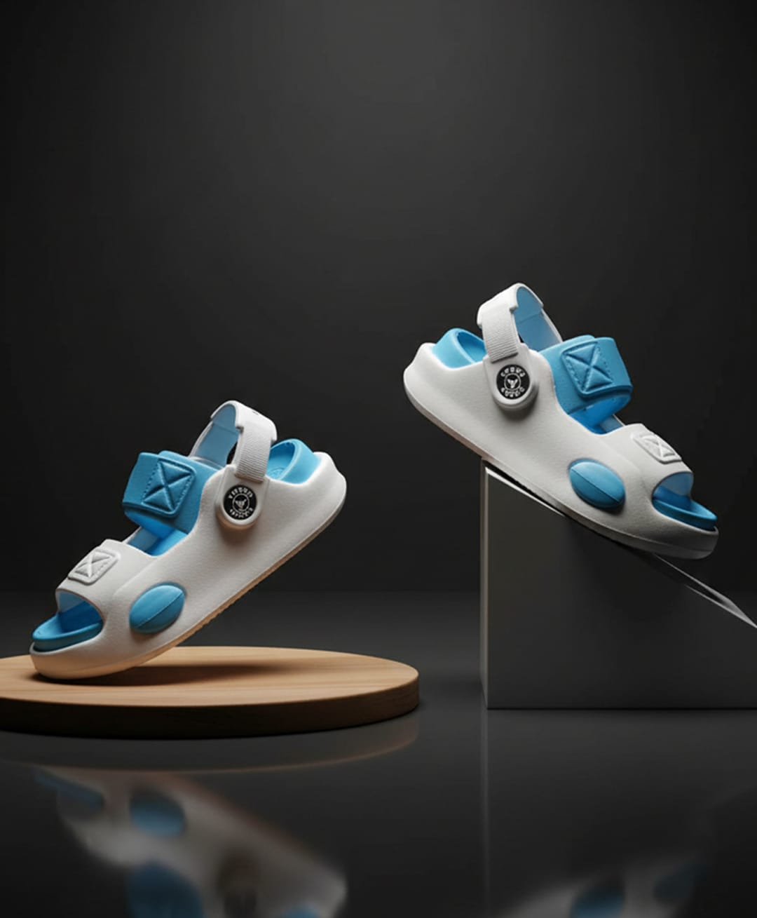 FEETWELL SHOES Colour Blocked Perforated Slingback Clogs - Blue-picture-22