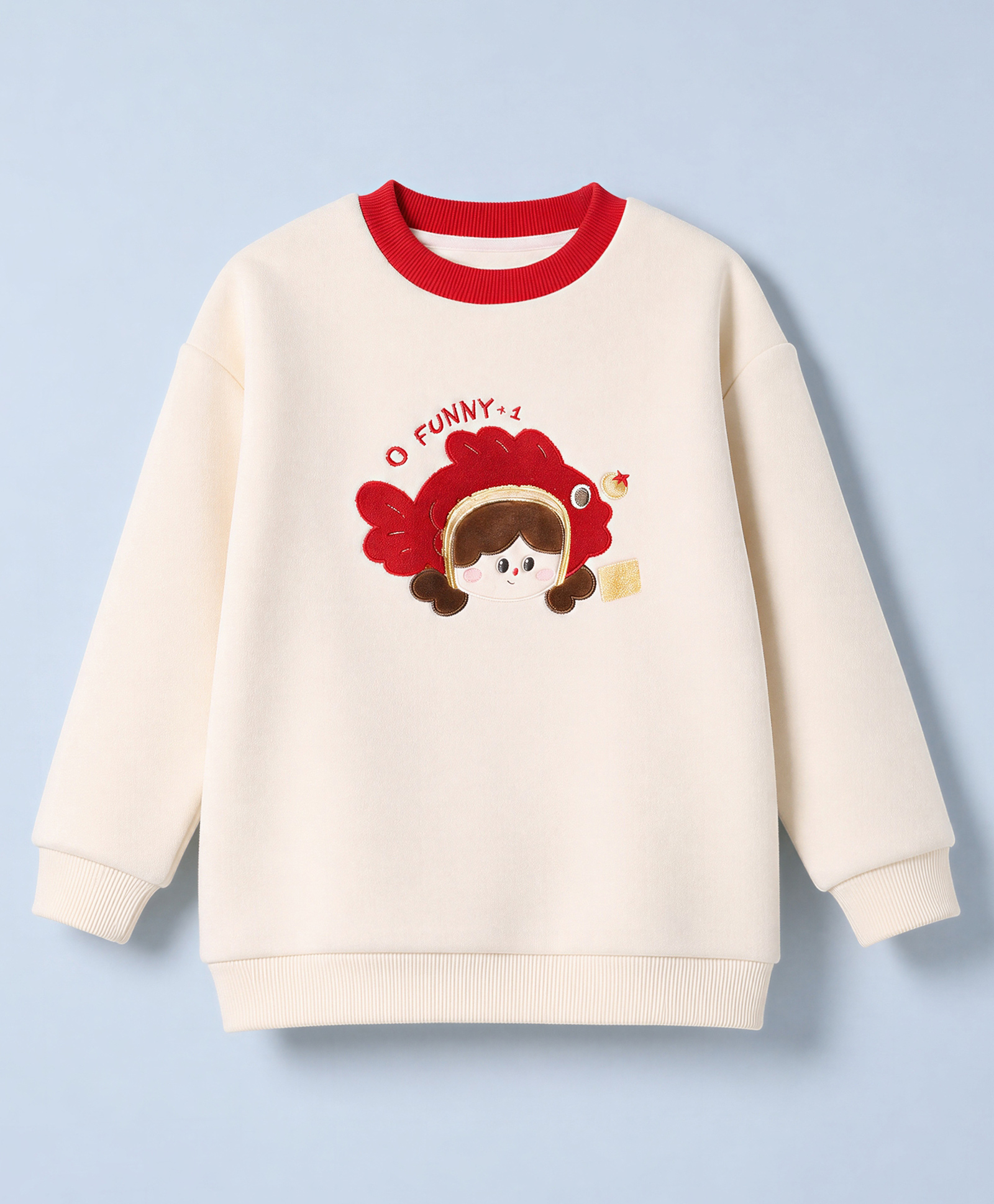 Mark & Mia Sweatshirt with Full Sleeves and Happy Character Embroidery - Beige-image-28