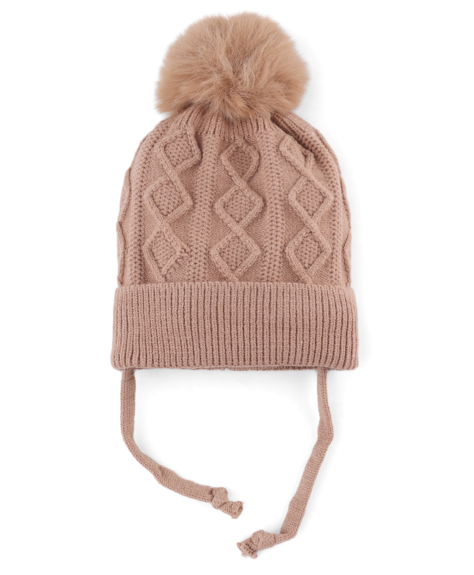 Babyhug Knit Woollen Cap with Cable Knit Design Light Brown - Diameter 10 cm-picture-14