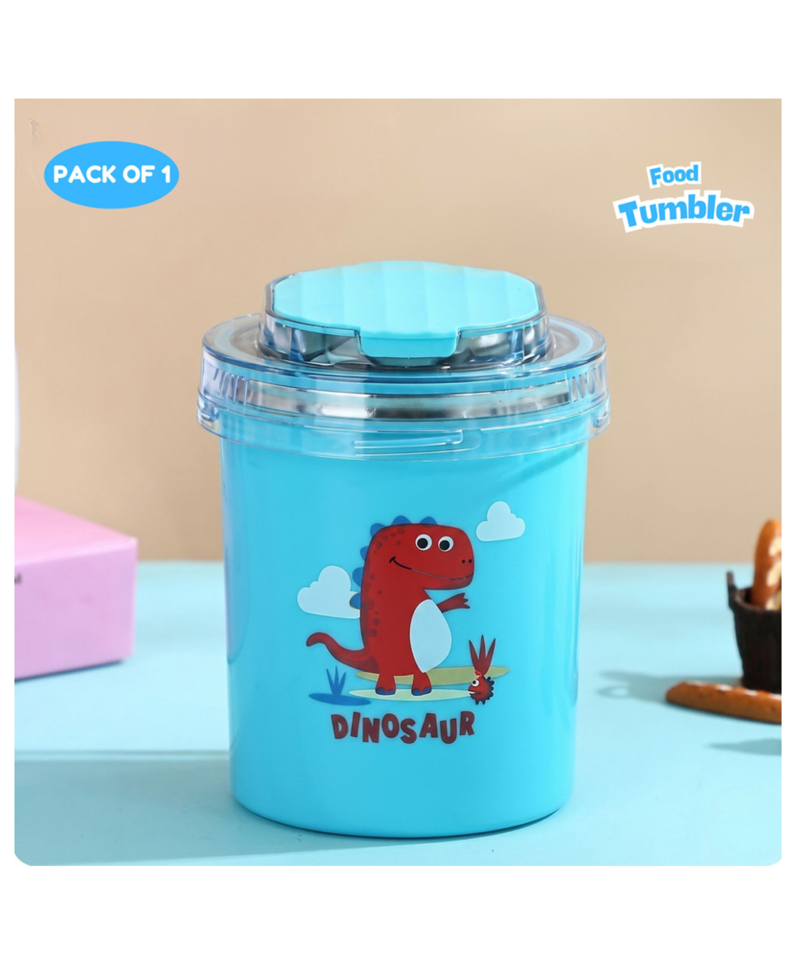 Puchku Food Soup Tumbler Stainless Steel Baby Theme Pack of 1, 530 Ml - Blue-picture-21