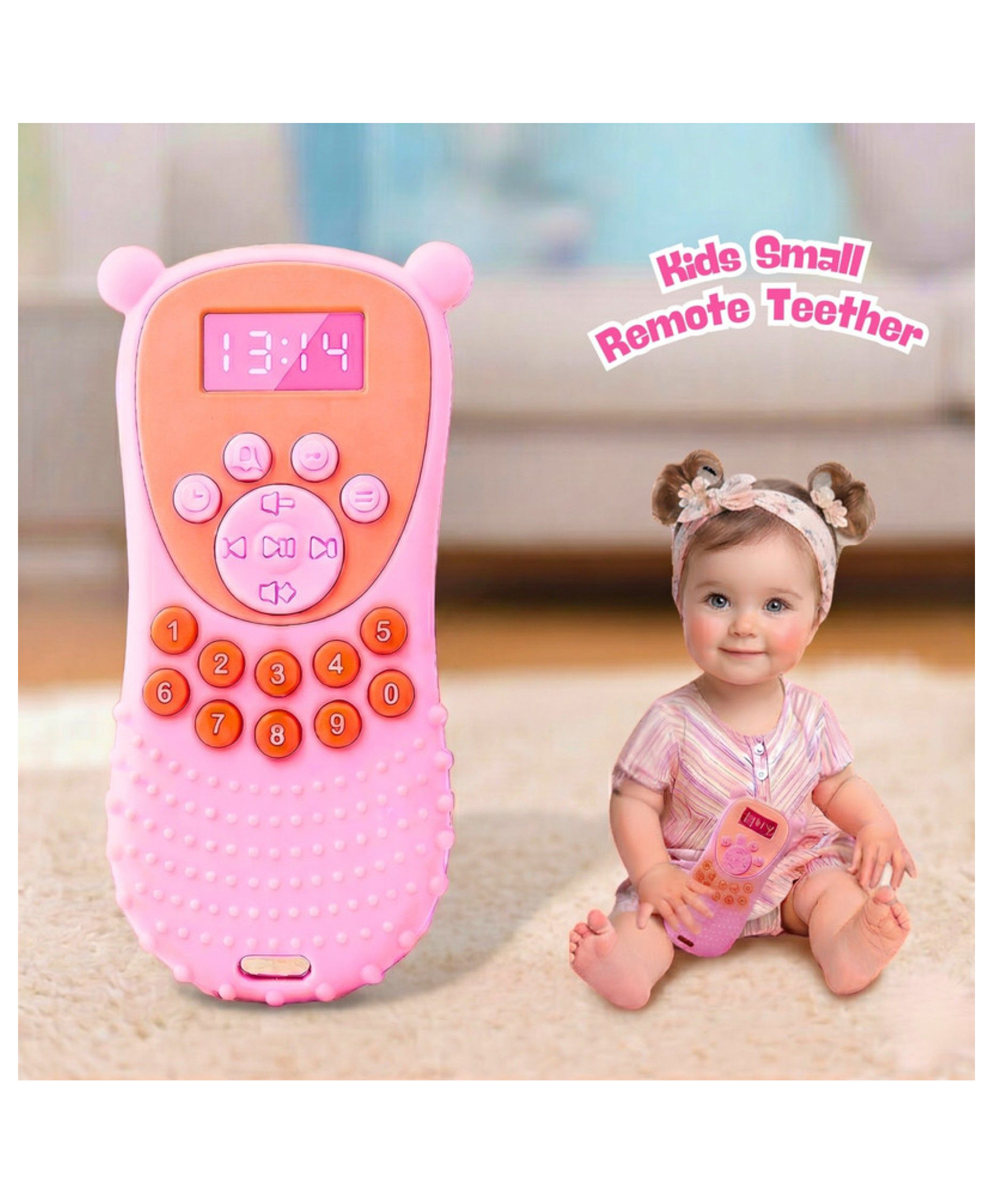 Puchku Remote Control Teether Toy for Babies - Pink-image-0