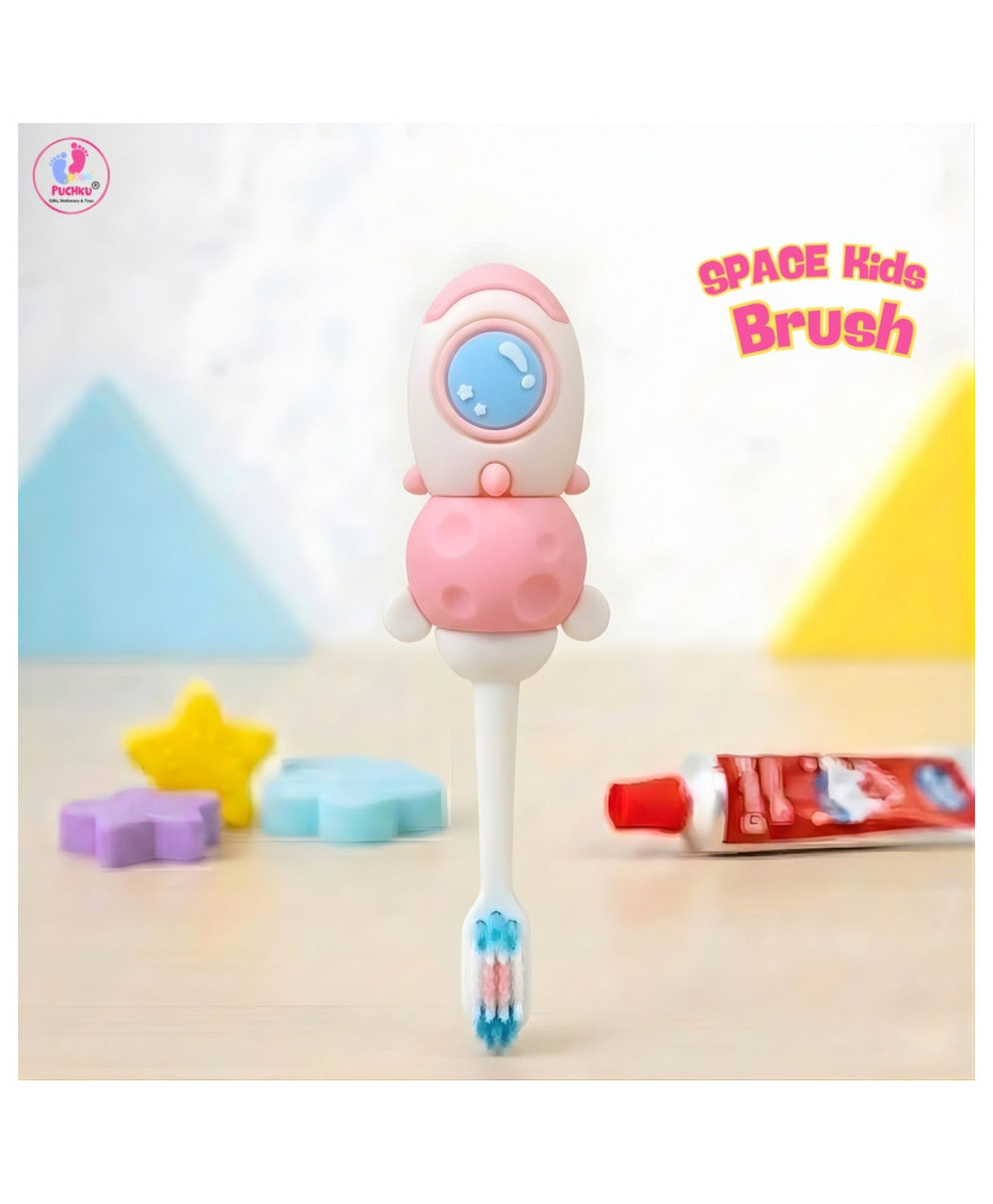 Puchku Baby Toothbrush Supersoft Bristles Space Toothbrush for Kids , Babies , Toddlers- Pink-image-42