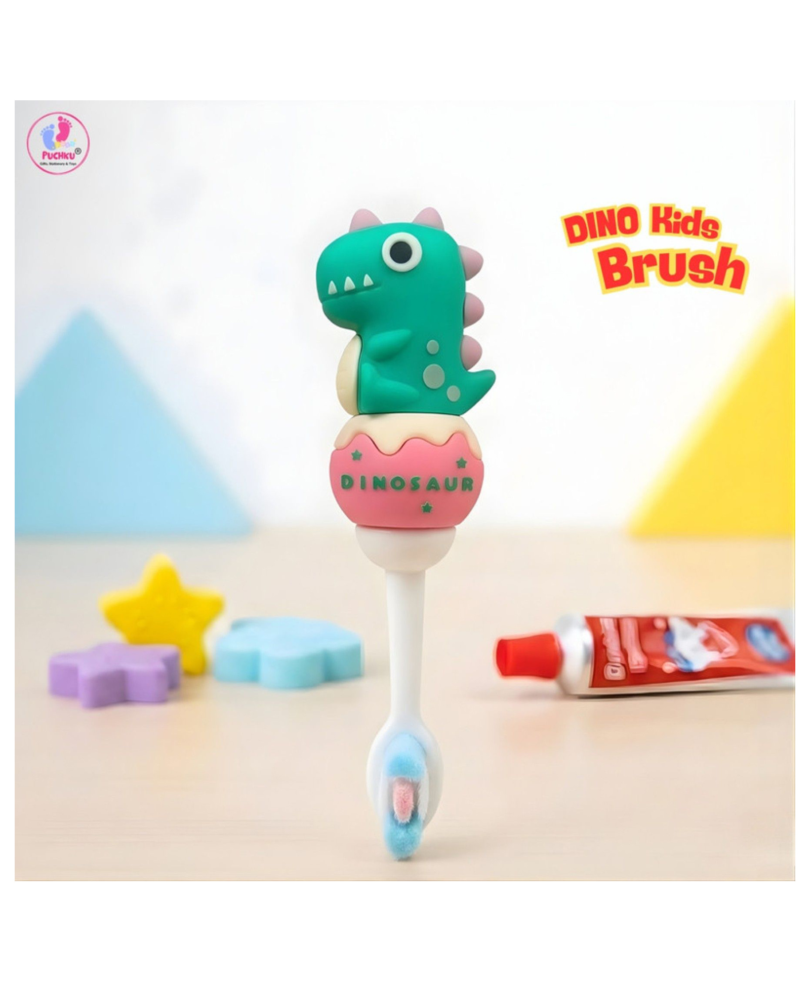 Puchku Baby Toothbrush Supersoft Bristles Dino Toothbrush for Kids , Babies , Toddlers- Green-image-45