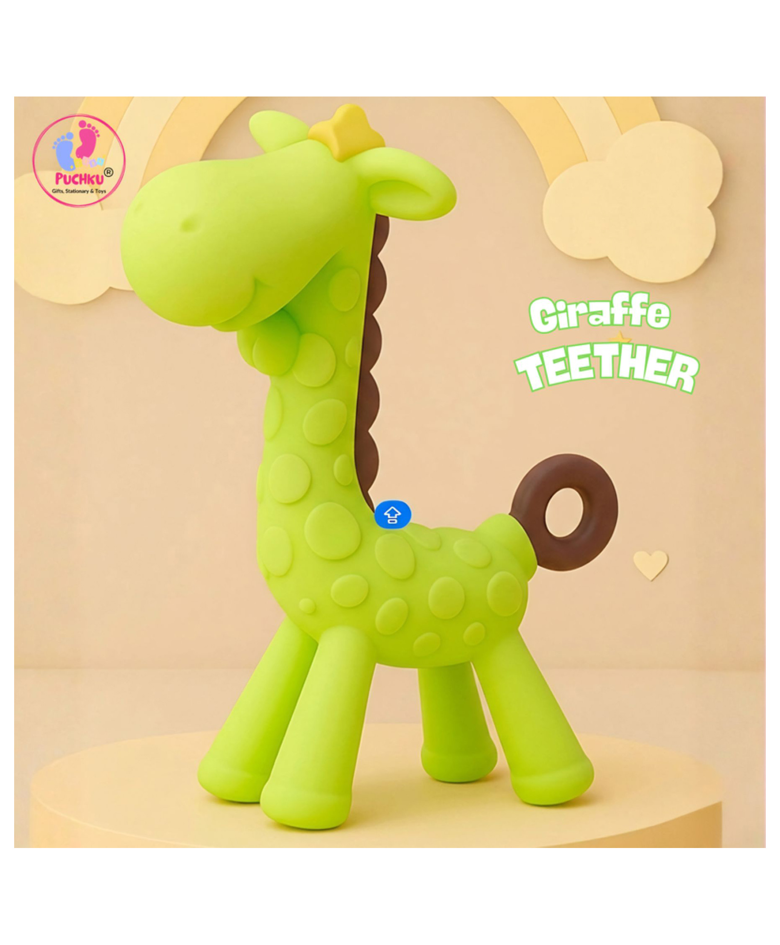 Puchku Non Toxic BPA Free Giraffe Teether|Easy to Grip|Fits in Mouth, Stimulates and Massages Sore Gums|Gifting Toy - Green-picture-10