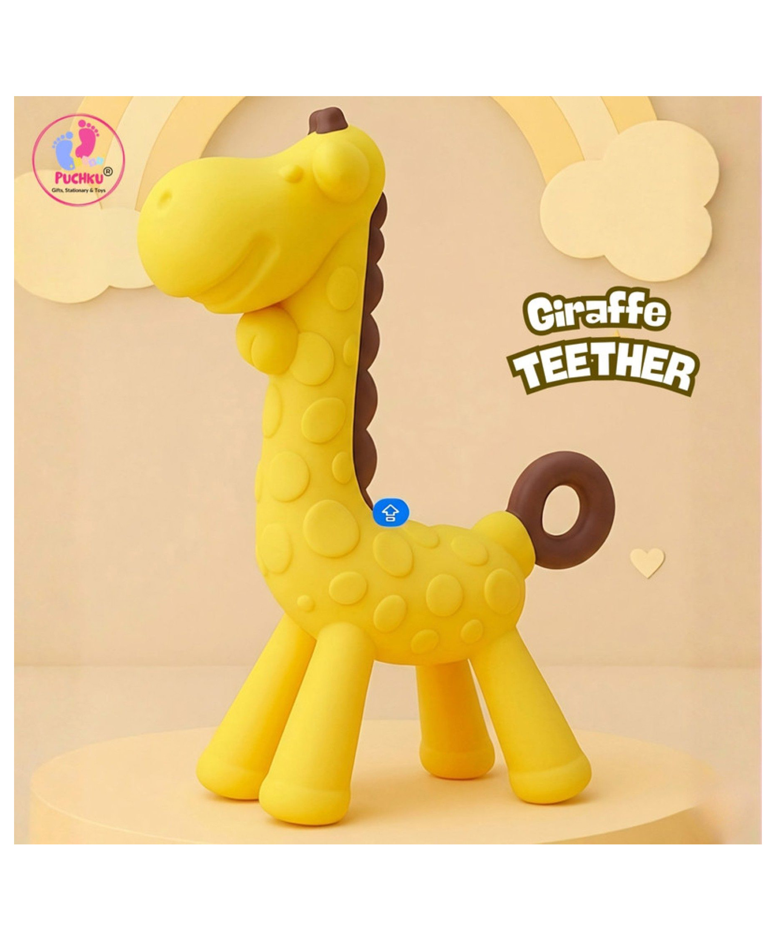 Puchku Non Toxic BPA Free Giraffe Teether|Easy to Grip|Fits in Mouth, Stimulates and Massages Sore Gums|Gifting Toy - Yellow-image-24