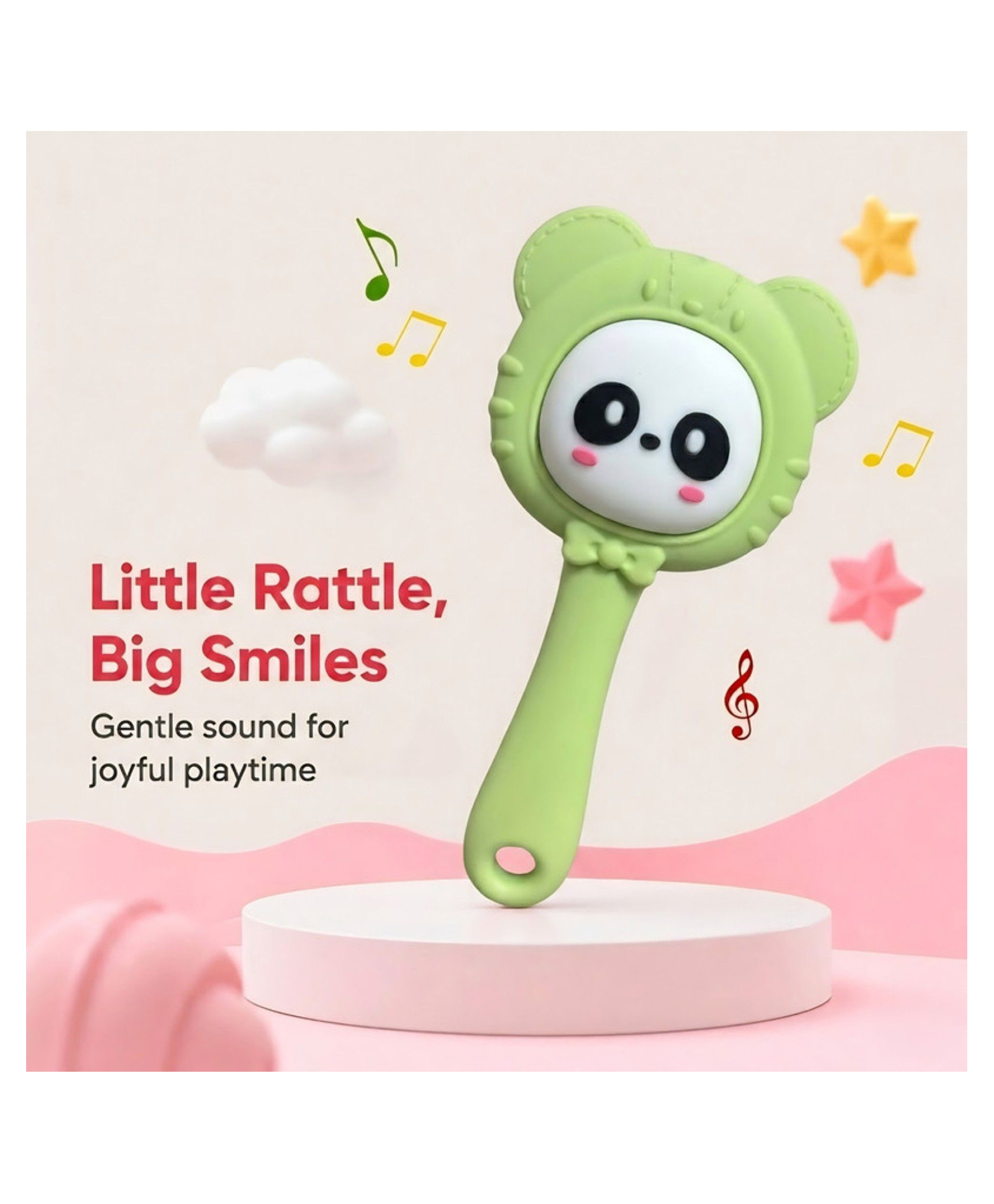 Puchku Baby Silicone Teether Cum Rattle Safe, Soothing & Fun For Teething Infants - Green-image-36