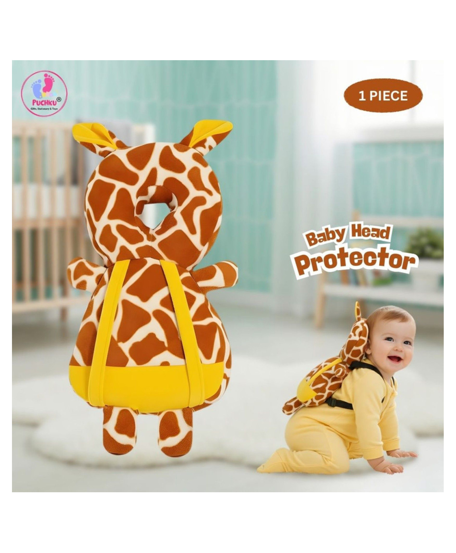 Puchku Baby Head Protector Cushion Backpack for Crawling Baby Head Protection Pillow with Chest Strap Adjustable Soft Head Protection Pillow for Crawling Infants Tiger Design-image-41