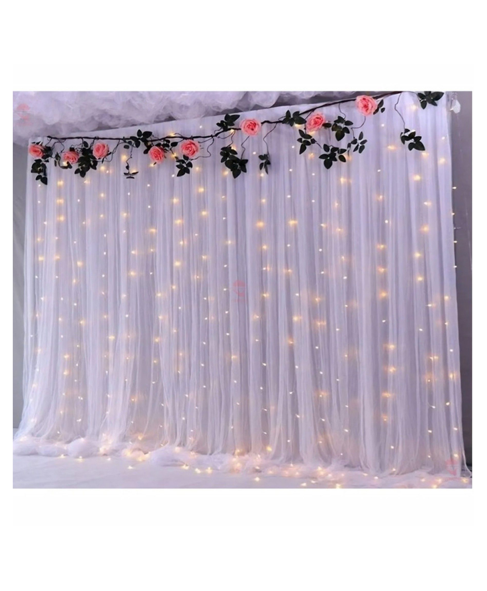 puchku white decoration net with led fairy lights for birthday party celebration cabana tent decoration for your loved one
