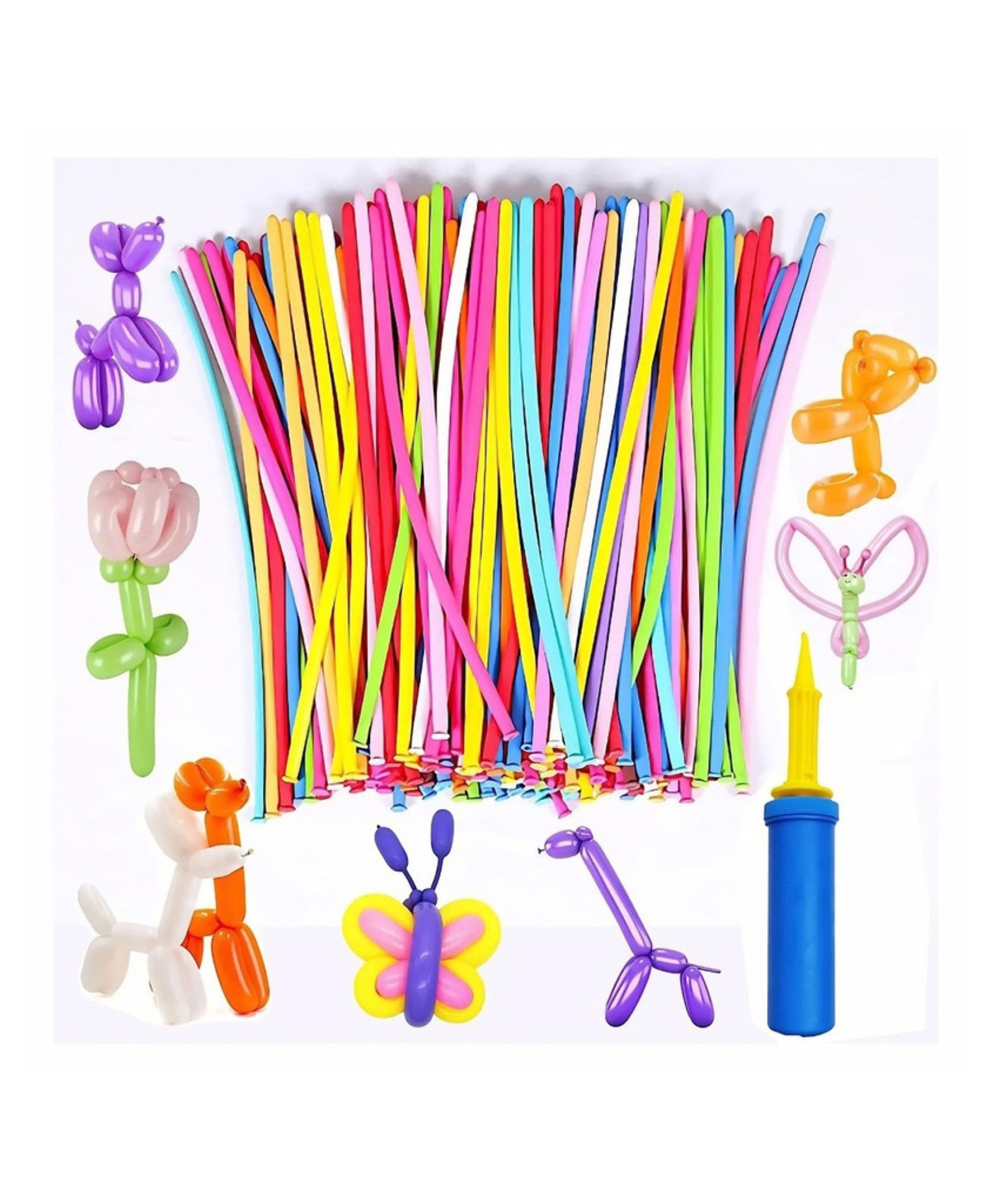 Puchku Long Balloons for Kids - 101 Pcs (30 cm) Multicolor Twisting Balloons for Birthday | Manual Air Balloon Pump Machine | Rainbow Balloon for Decoration | Balloon Blower (Latex)-image-30