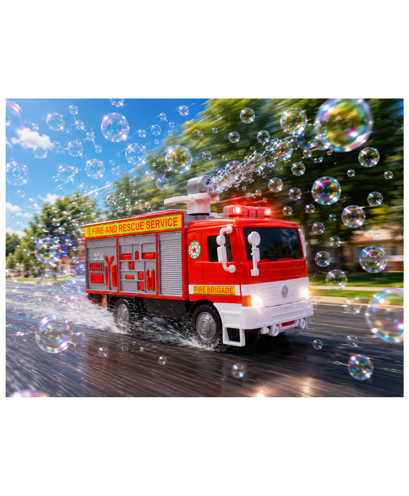 Zyamalox Bubble Truck automatic bubble making fire engine bubble gun for kids with lights music bubble maker bubble toy fire truck bubble blowing toy fun kids toy-picture-11