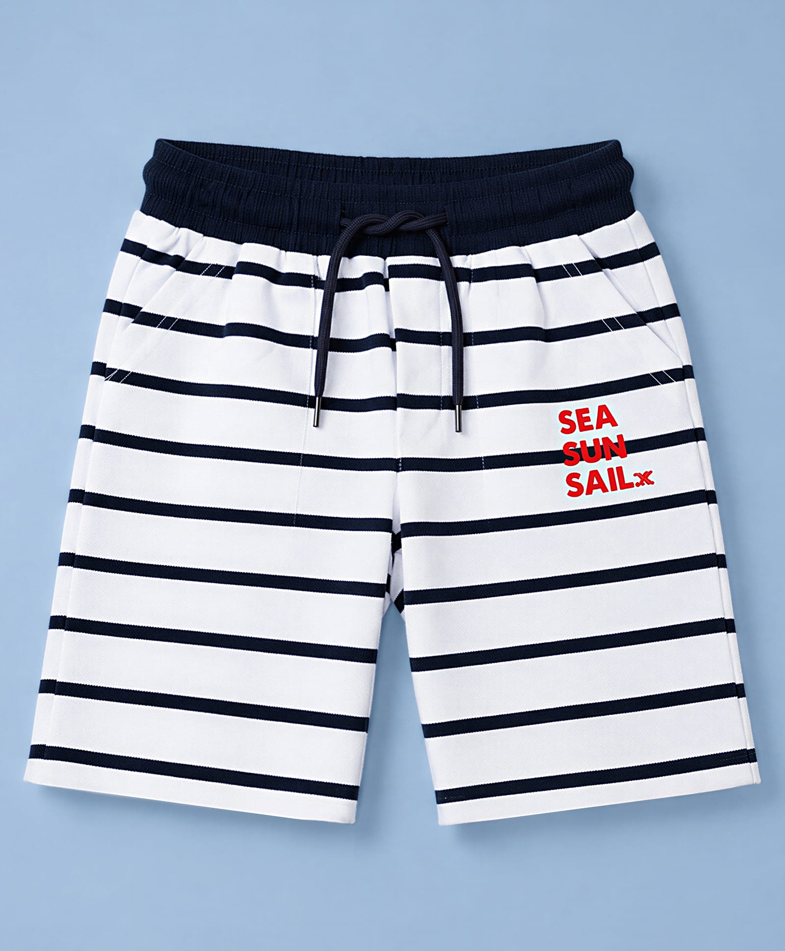 Junior Killer Woven Striped Shorts With Text Print - White-image-13