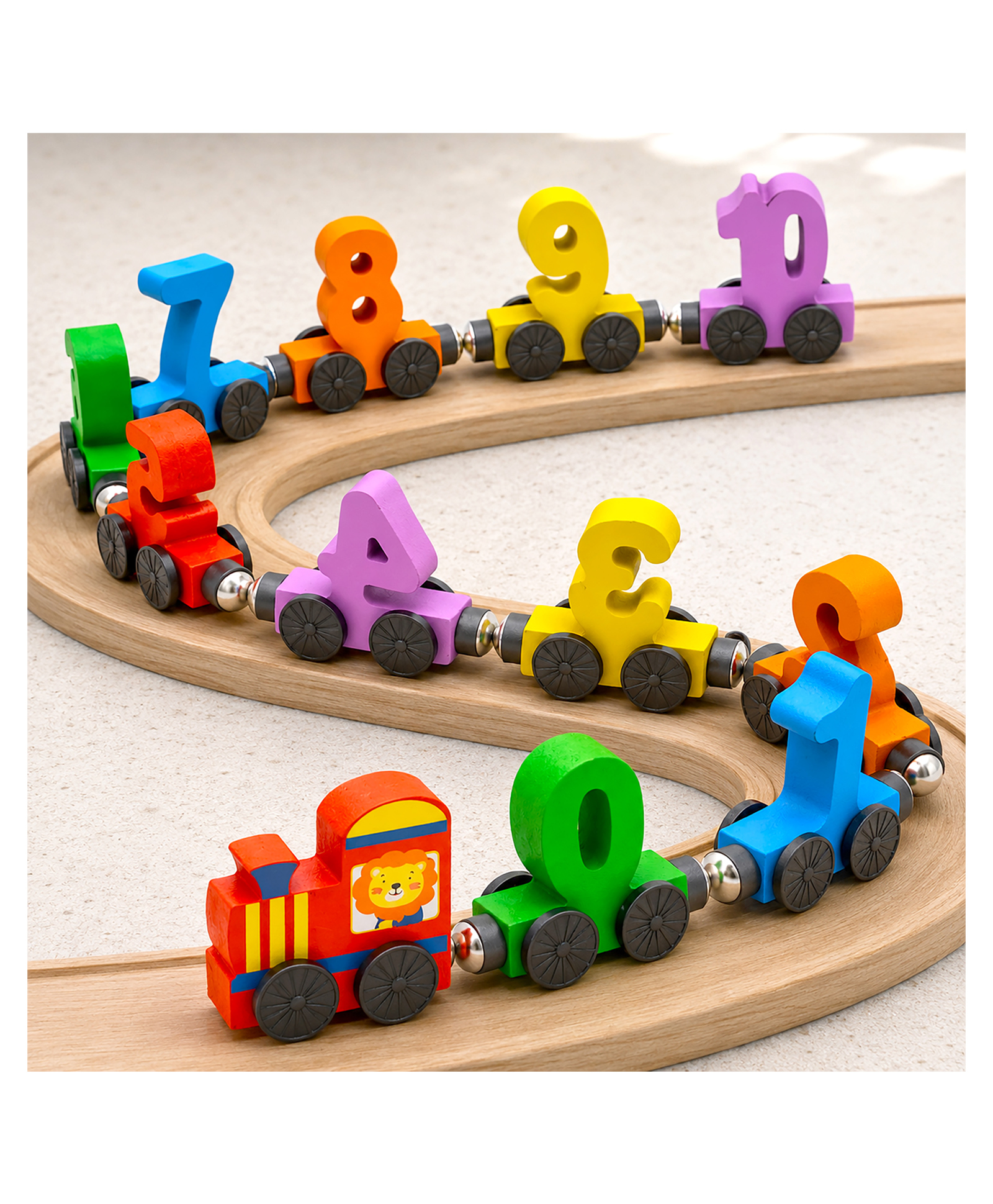 VGRASSP 12 Pcs Wooden Magnetic Number Train Toy Set For Kids - Educational Preschool Learning 0-10 Numbered Cars - Montessori Gift For Boys And Girls - Color May Vary-image-29