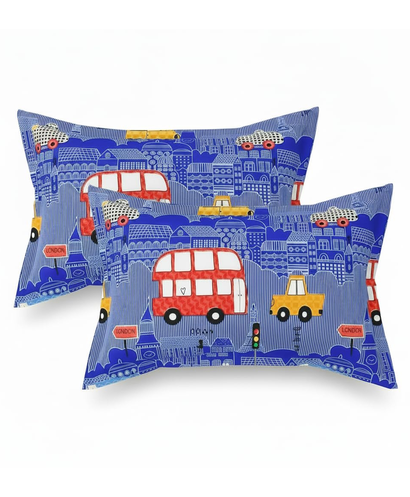 Filymore Car Printed Pillow Cover Set of 2, Soft Microfiber Pillow Cases (Only Covers, No Pillow Included), Size 17x27 Inch, Kids Boys Room Decor, blue-image-29