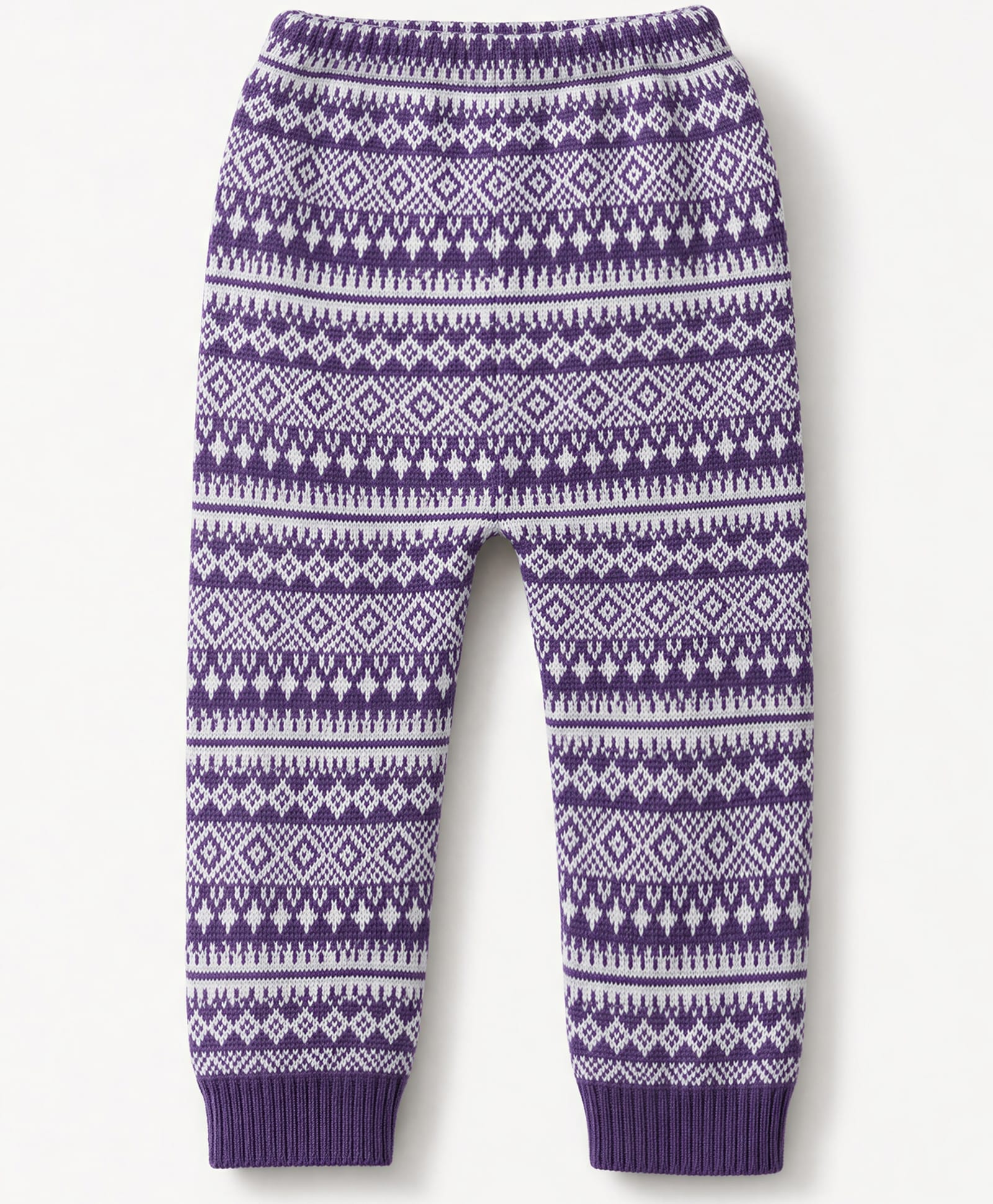 Babyhug Acrylic Knit Full length Geometric Printed Fleece & Woollen Pant - Purple-picture-14