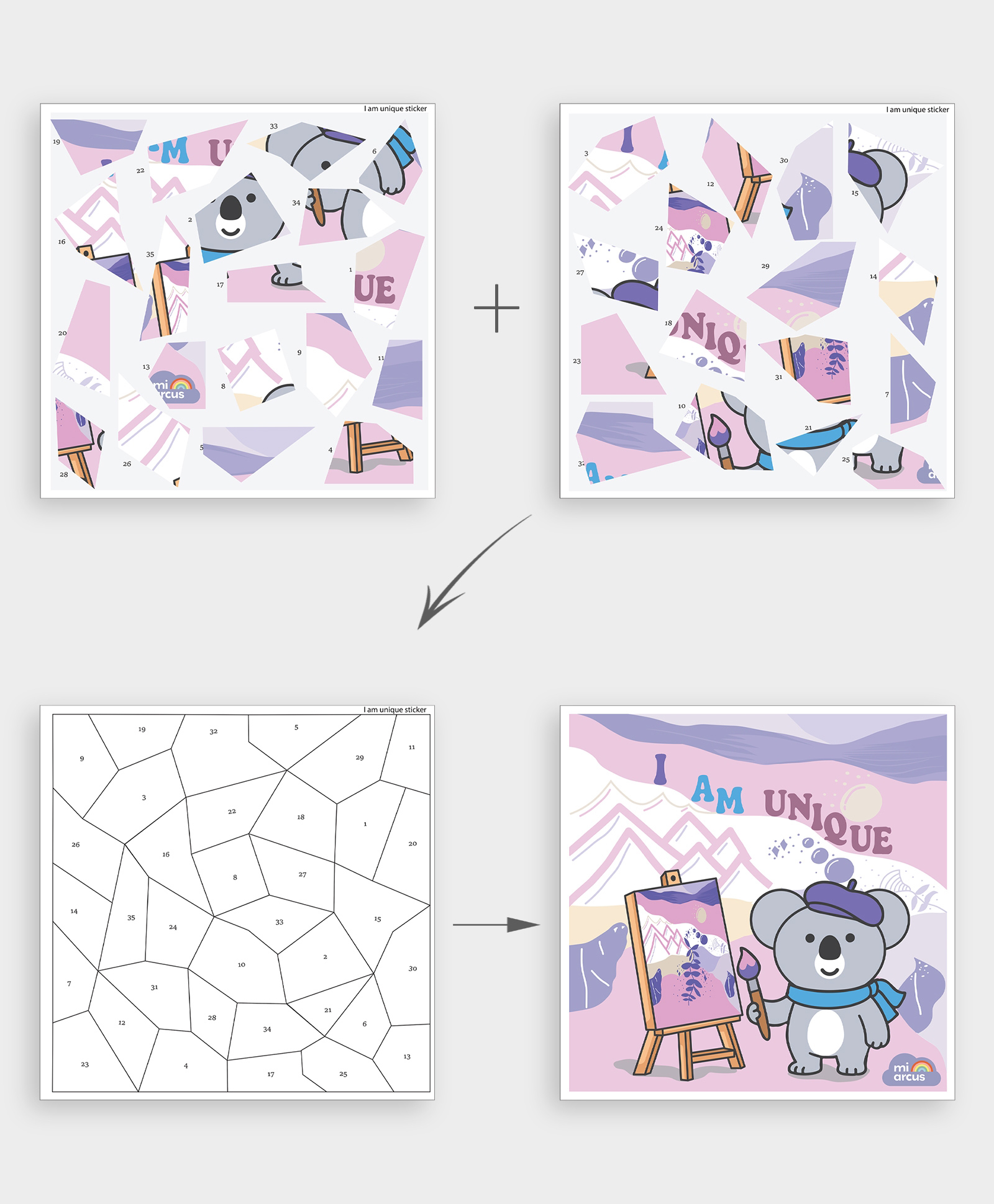 Mi Arcus Koala Sticker Puzzle Kit- 5 Puzzles & Reusable Stickers- Multicolor-picture-10