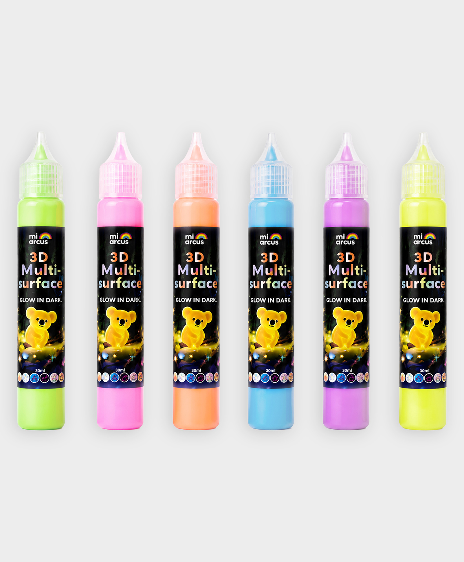 Mi Arcus Glow in Dark Squeeze Color Tubes for Kids Pack of 6- Multicolor-picture-10