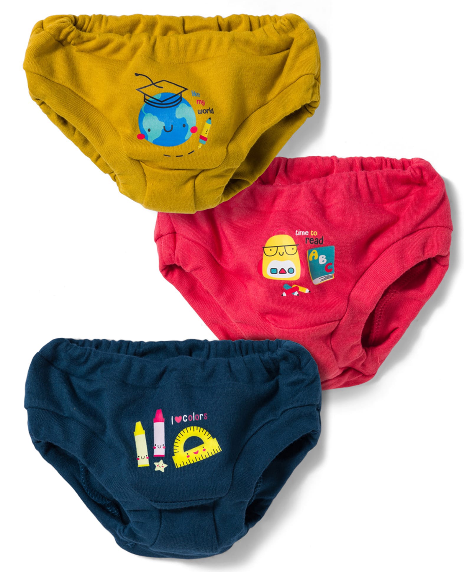 Simply Single Jersey Panties and Bloomers Combo 2(Dull Red+Mustard+P.Blue) 18-24m (20) Unisex Pack Of 3-image-2