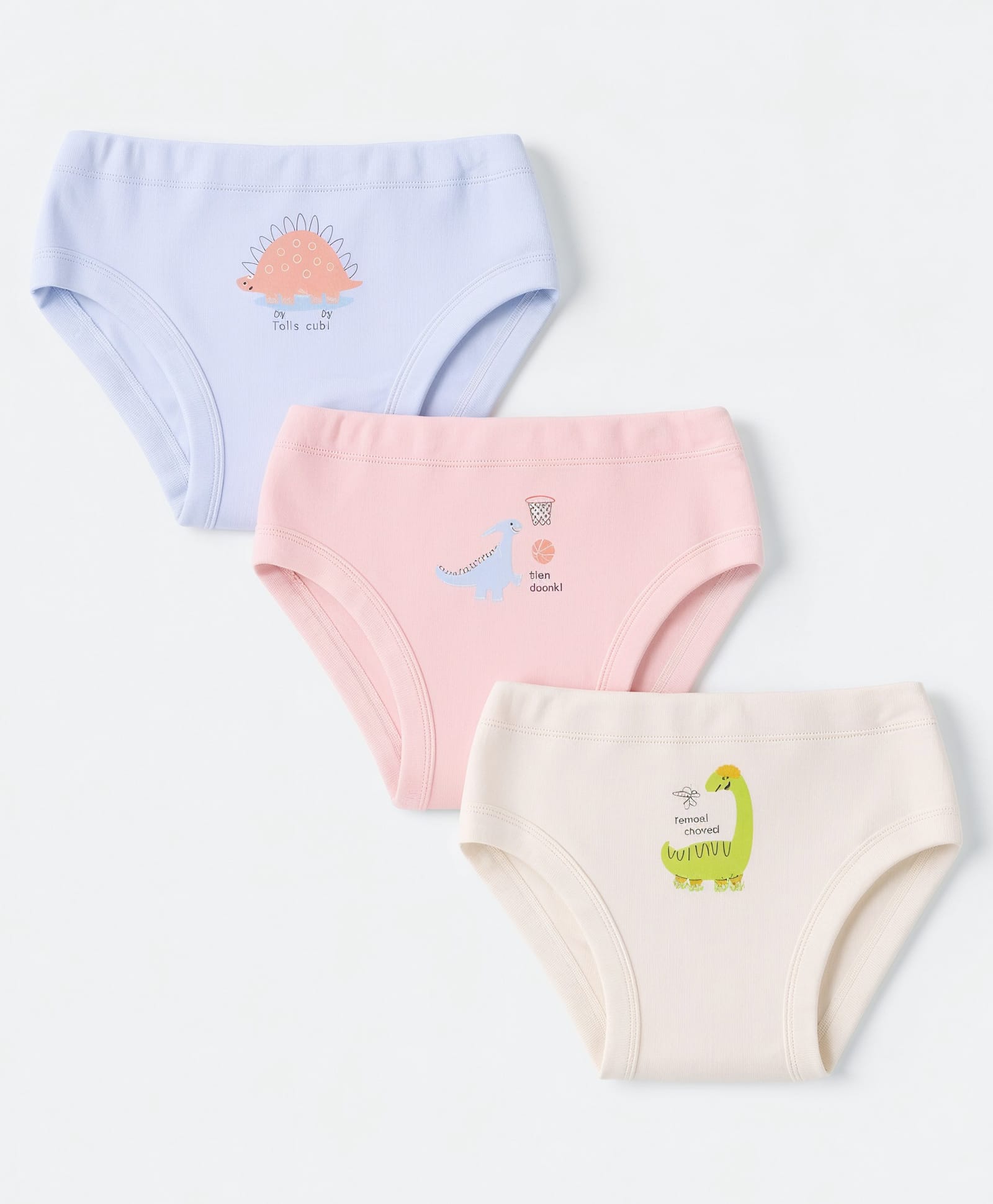 Simply Single Jersey Knit Dino Printed Panties Pack Of 3 - Pink Light Blue & Cream-image-43