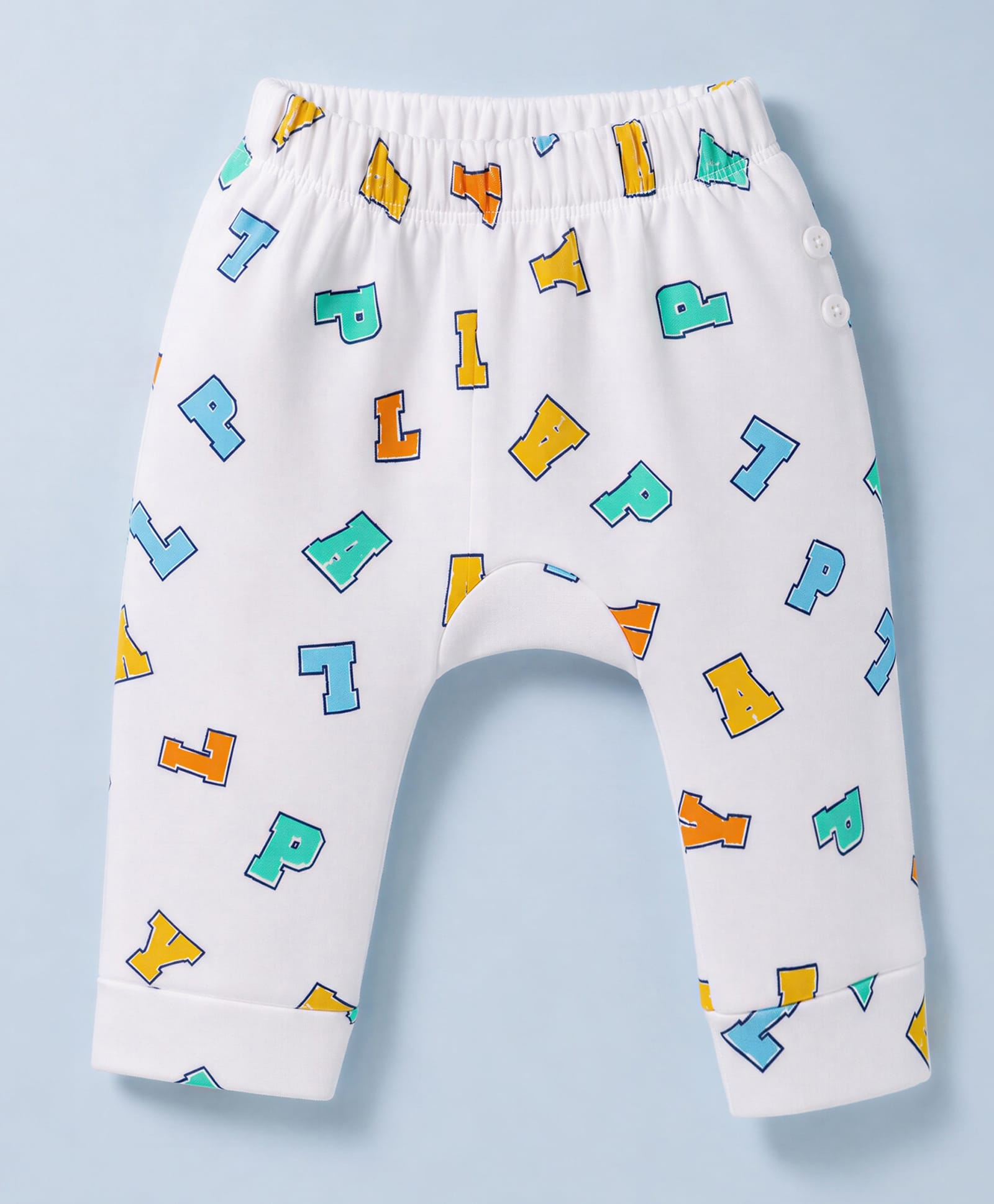 Doodle Poodle Cotton Interlock Knit Full Length Diaper Leggings With Alphabet Print - Bright White-picture-24