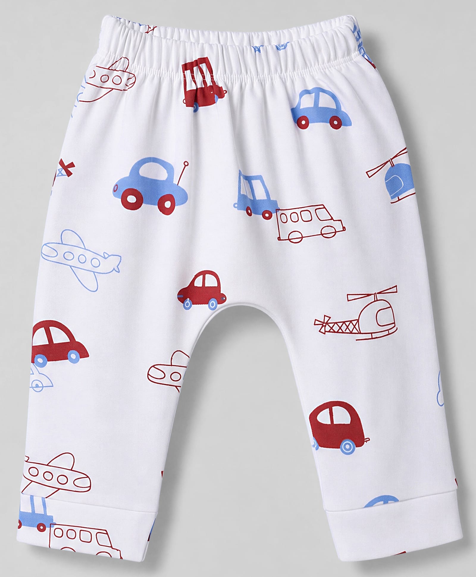 Doodle Poodle Cotton Interlock Knit Full Length Diaper Leggings With Car Print - Bright White-picture-20