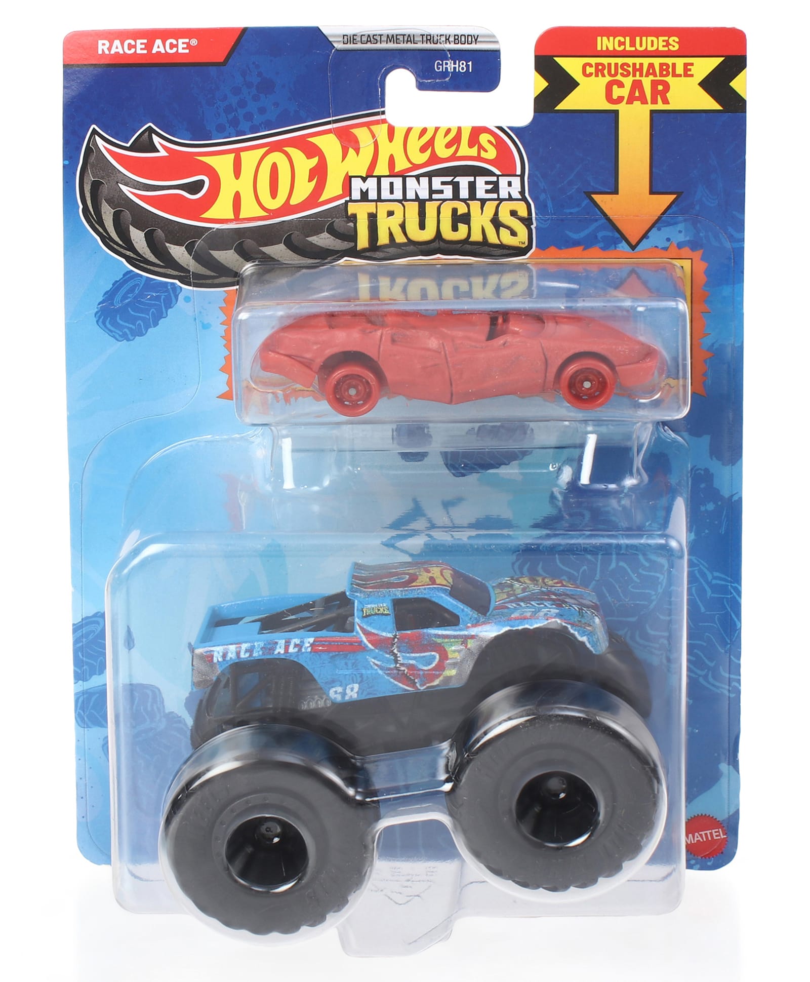 Hot Wheels Die-cast Free Wheel Toy Monster Trucks Race Ace Vehicle - R.Blue/Black-image-25
