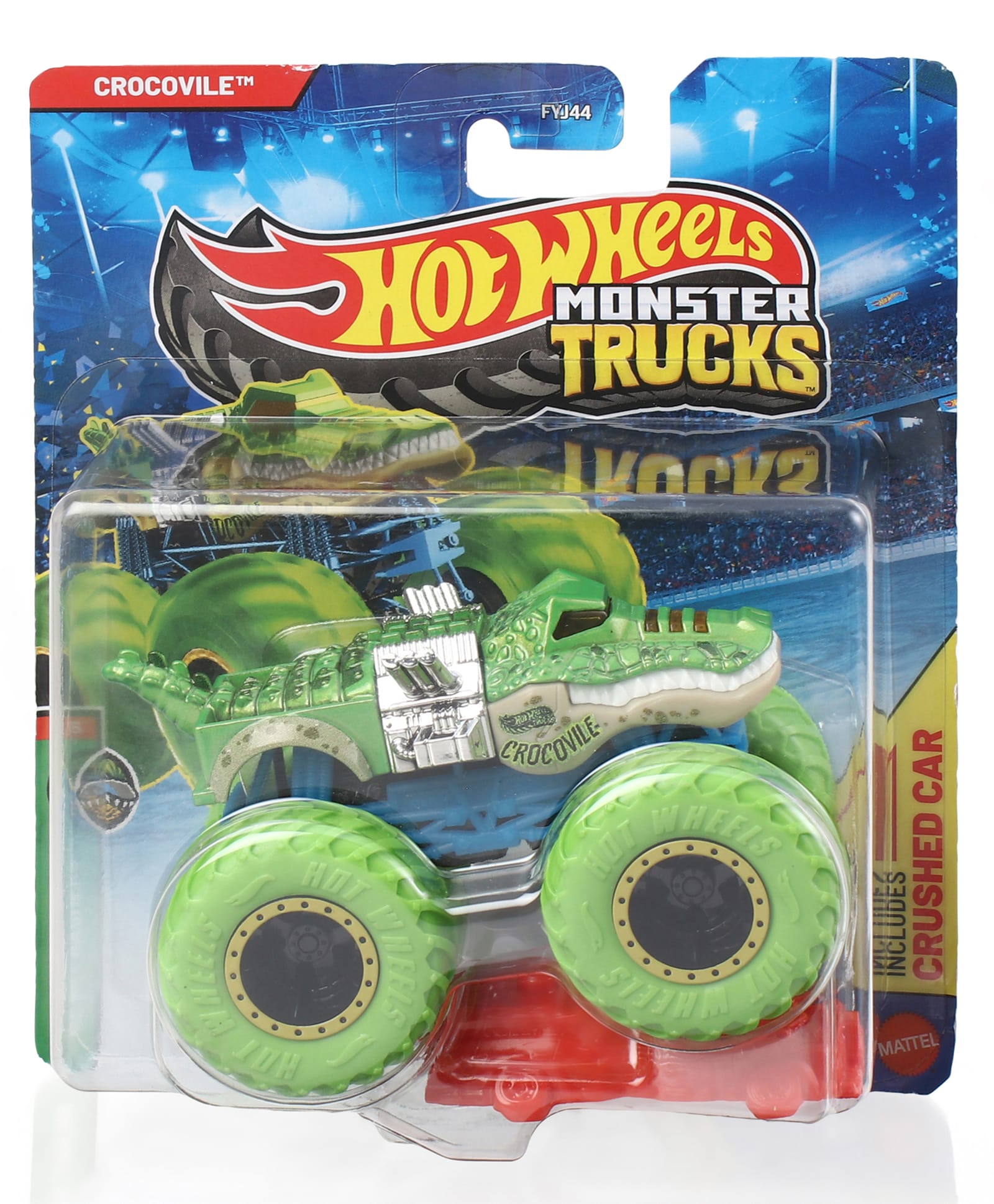 Hot Wheels Crocovile Die Cast Free Wheel Free Style Dem Derby Monster Toy Truck - Light Green-image-20