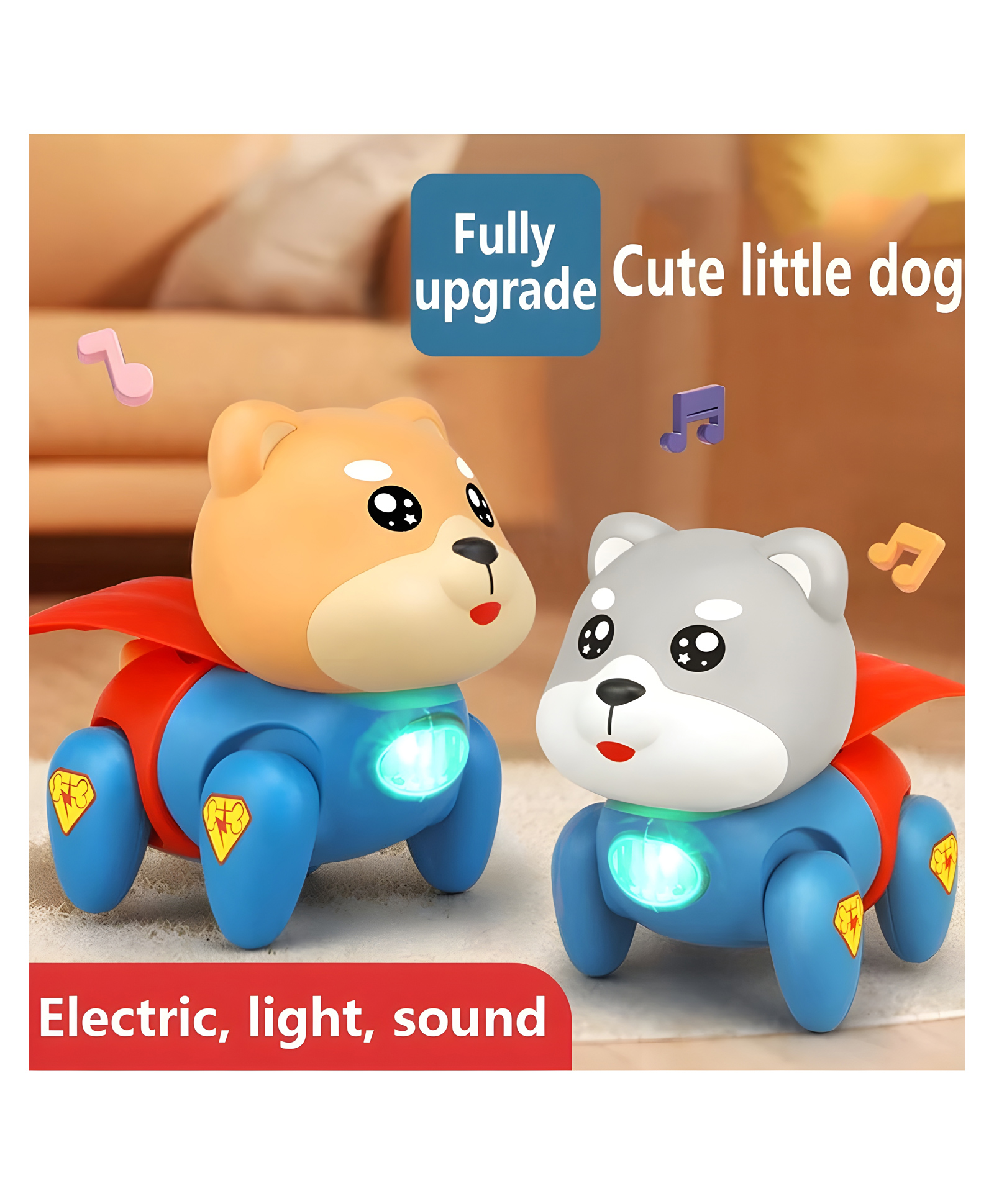 YAMAMA Musical Cute Little Super Dog Toys for Kids, Electric Dog Toy With Lights and Music, Concert Walk Will Call Puzzle Rope Toy, Pets Interactive Toys for Kids - Color May Vary-image-45