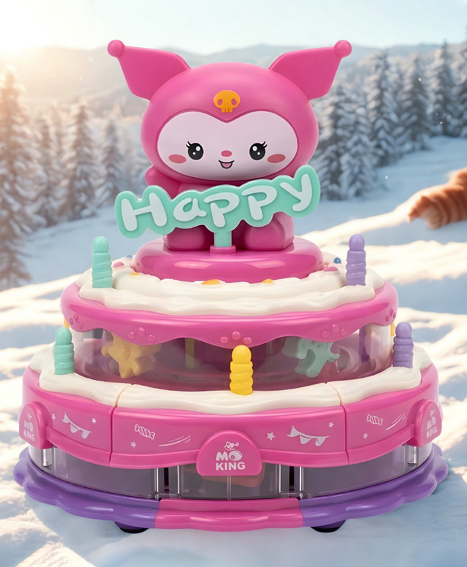 YAMAMA Happy Kuromi Play Birthday Cake Toy With Universal Wheel Rotating with Music and Lights for Babies, Musical Toy for Toddlers, Birthday Gifts for Boys & Girls - Multicolor-image-27