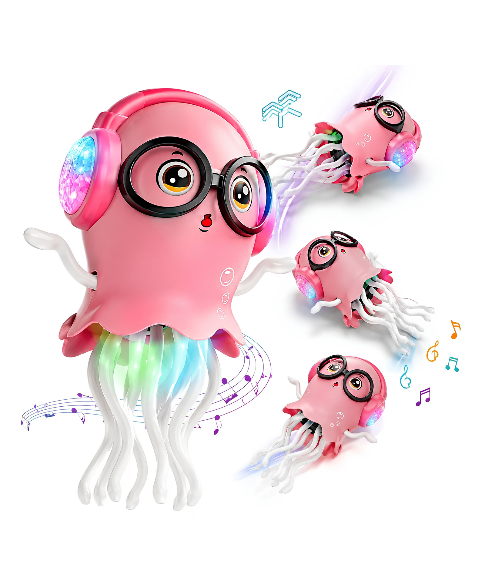 YAMAMA Dancing Jellyfish Toy for Kids with Music, LED Lights & 360° Bump-and-Go Action | Battery Operated Dancing Octopus Toy with Obstacle Sensor | Cute Jelly Fish Toys for Kids - Color May Vary-image-39