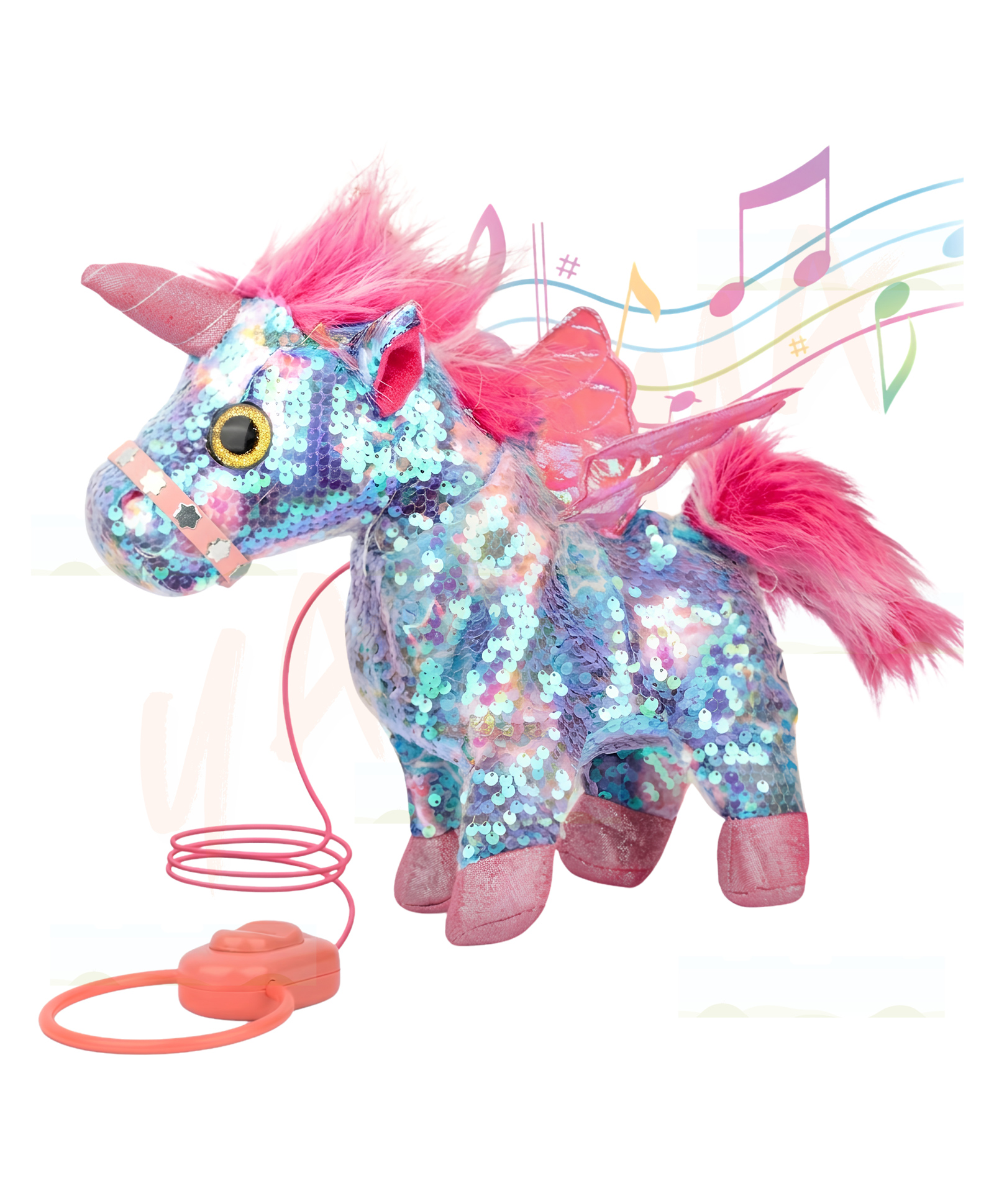 YAMAMA 30 cm Soft Plush Unicorn Musical Toy, Reversible Sequin Unicorn with Sound Toys for Kids, Birthday Gifts for Toddlers - Pack of 1 - Random Color Dispatch-picture-23